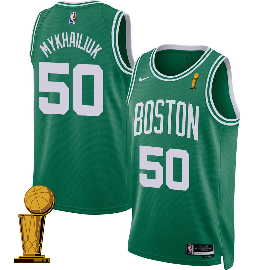 Svi Mykhailiuk 50 Boston Celtics 2024 FINALS CHAMPIONS Basketball Jersey - Icon Edition - Kelly Green - JS465