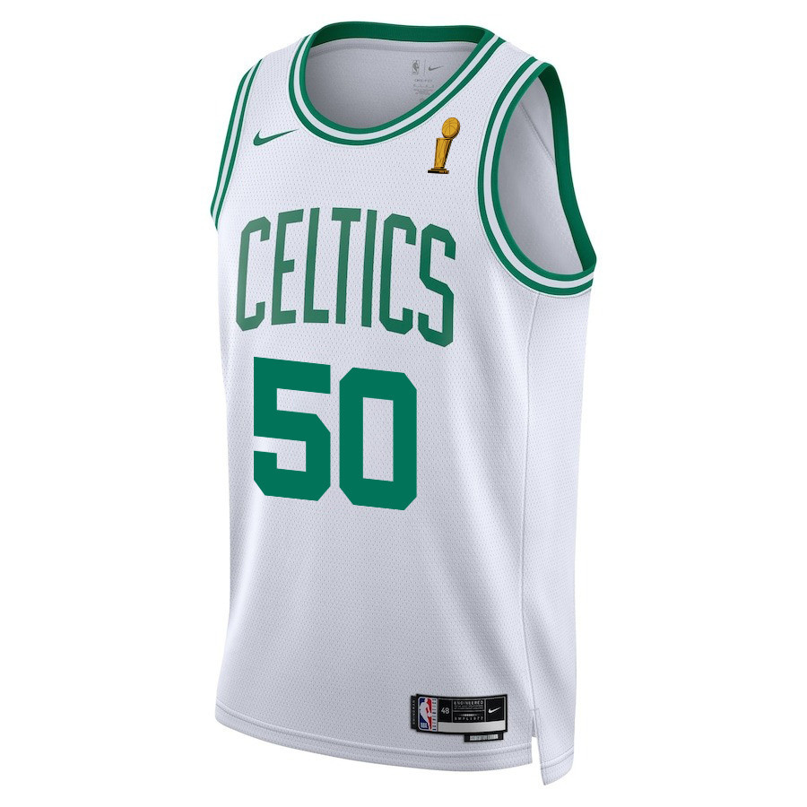 Alternative view of Svi Mykhailiuk 50 Boston Celtics 2024 FINALS CHAMPIONS Swingman Basketball Jersey - Association Edition - White - JS838