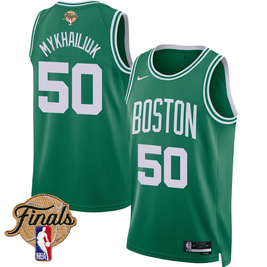 Svi Mykhailiuk 50 Boston Celtics 2024 FINALS PATCH Icon Edition Basketball Jersey - Kelly Green - JS710