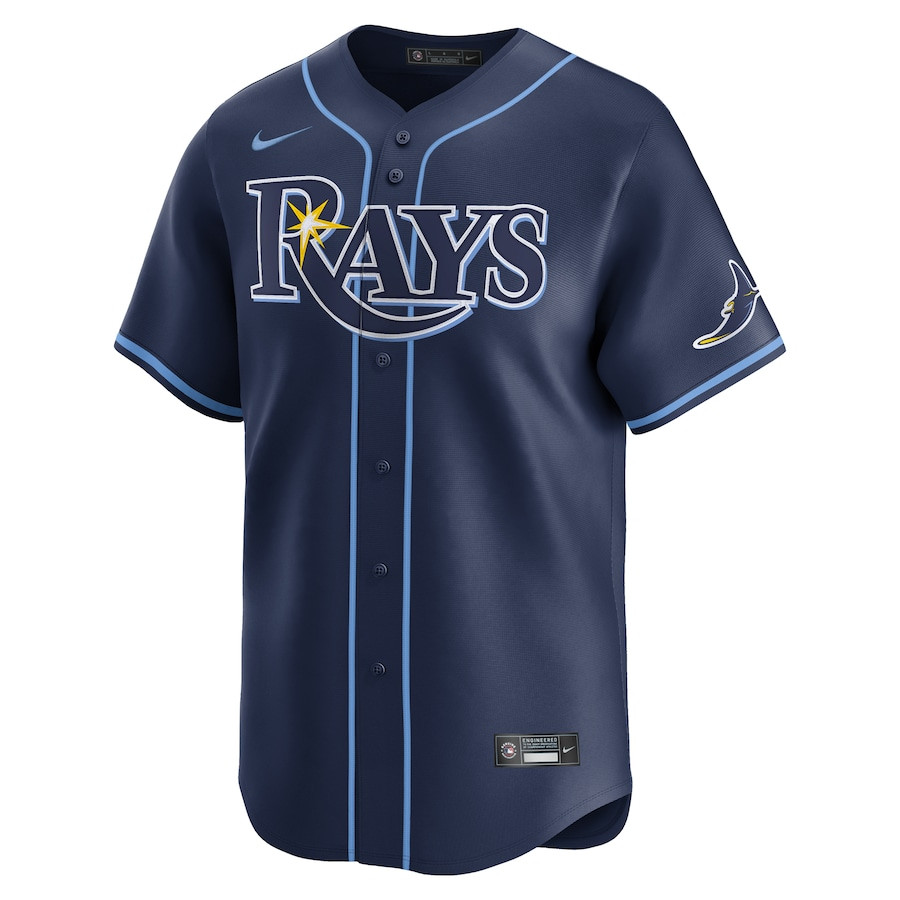 Alternative view of Tampa Bay Rays Away Limited Custom Men Jersey - Navy - JS208 