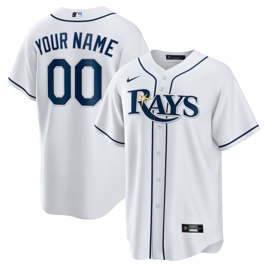 Tampa Bay Rays Home Custom Men Jersey - White - JS682 