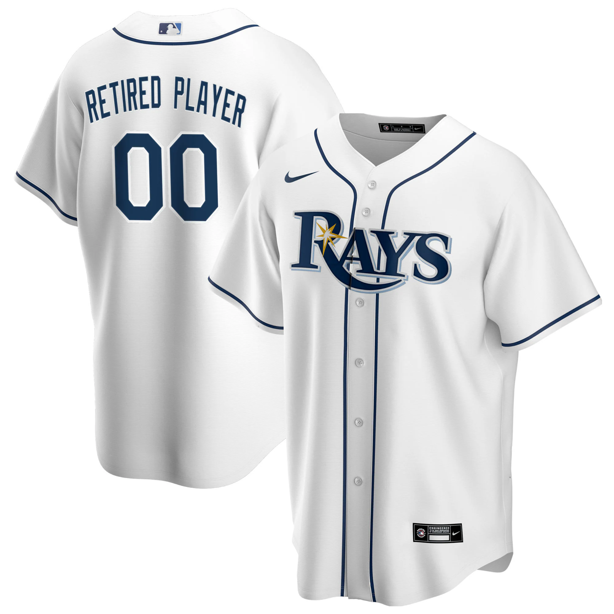 Alternative view of Tampa Bay Rays Home Pick-a-player Retired Roster Replica Jersey – White