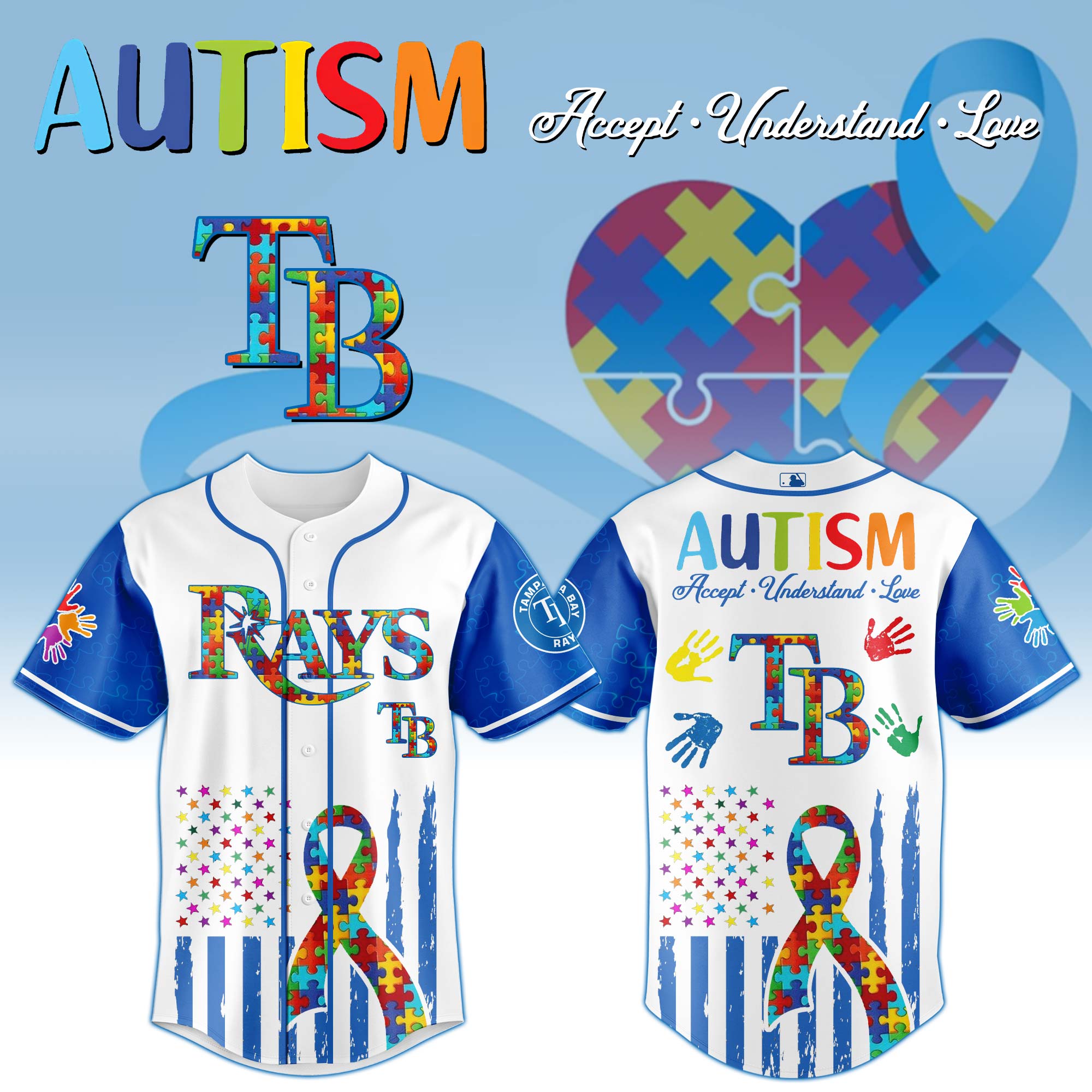 Tampa Bay Rays Mlb X Autism Awareness Month Custom Baseball Jersey