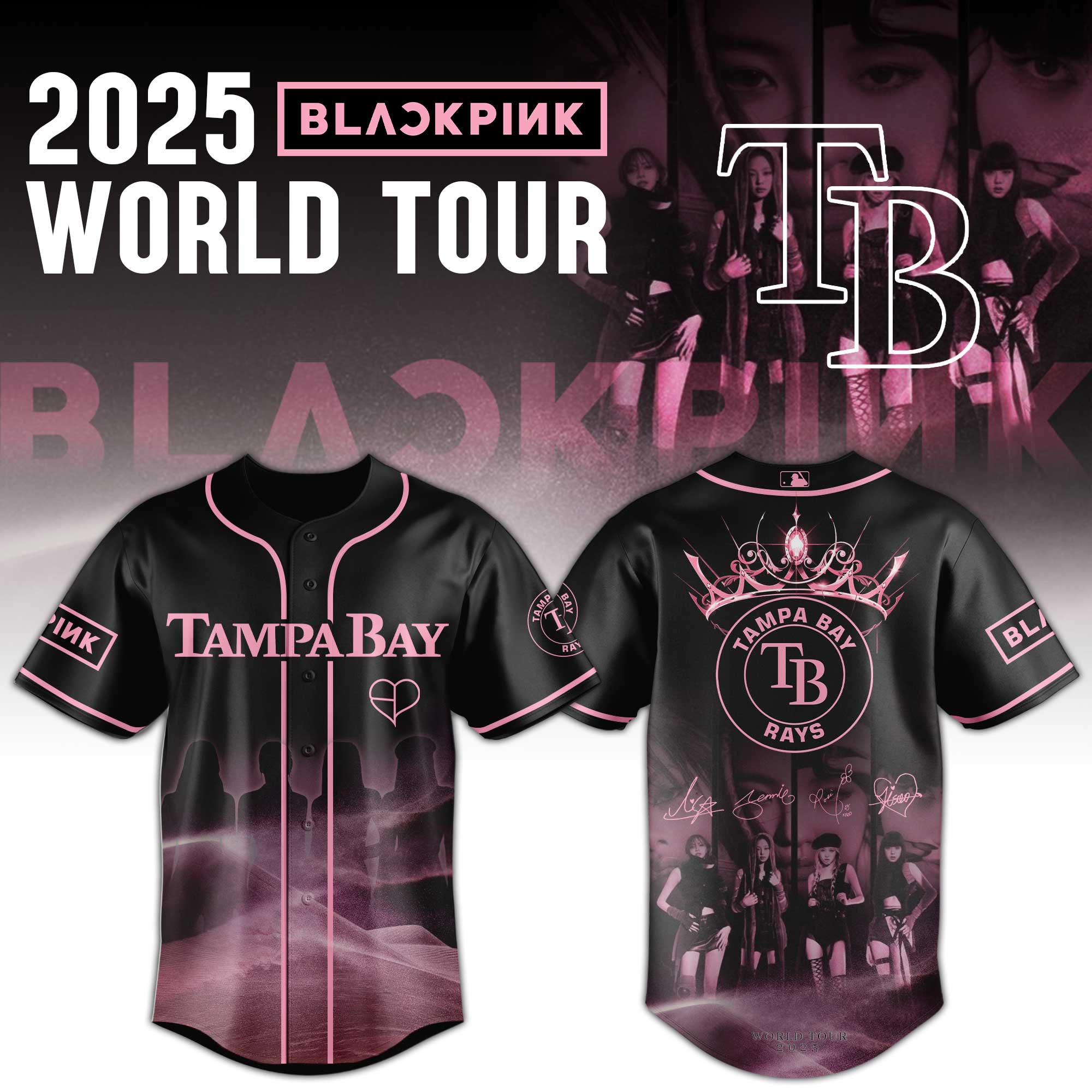 Tampa Bay Rays Mlb X Blackpink 2025 World Tour Custom Baseball Jersey