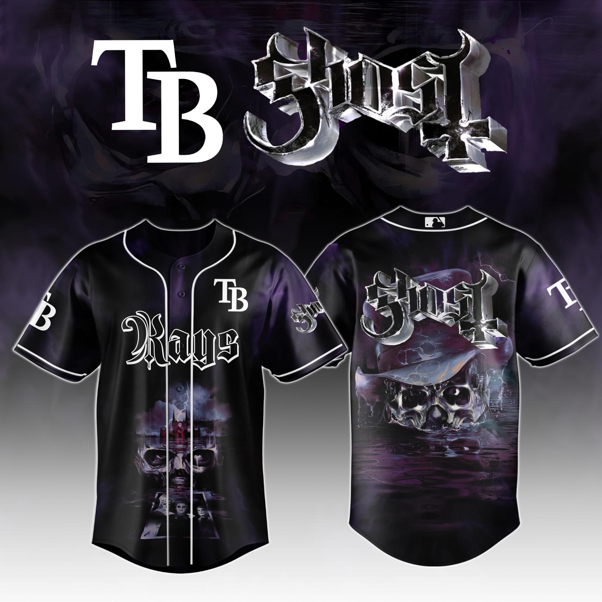 Tampa Bay Rays Mlb X Ghost Night Show Custom Baseball Jersey