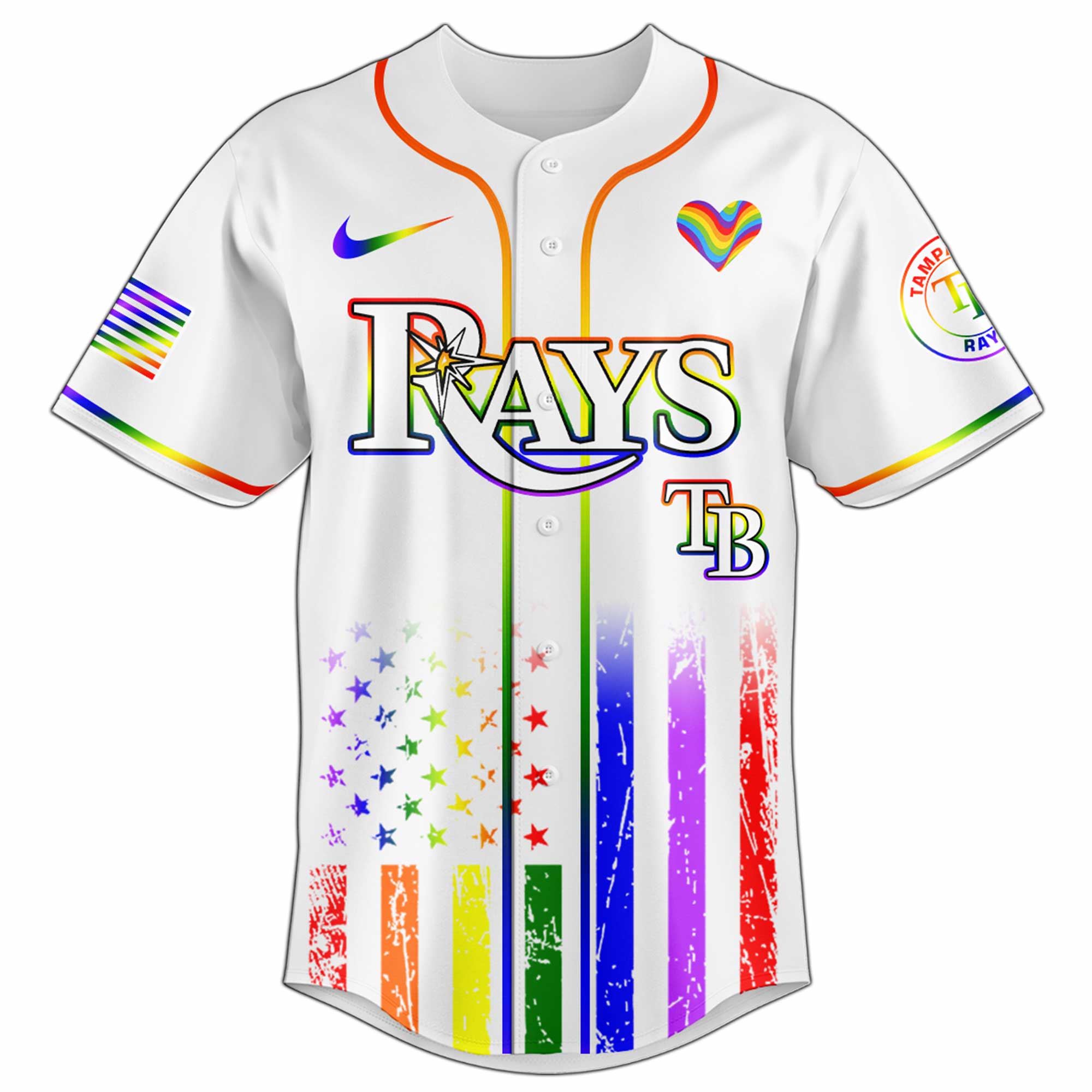 Alternative view of Tampa Bay Rays Mlb X Happy Pride Month Limited Edition Custom Baseball Jersey 2025