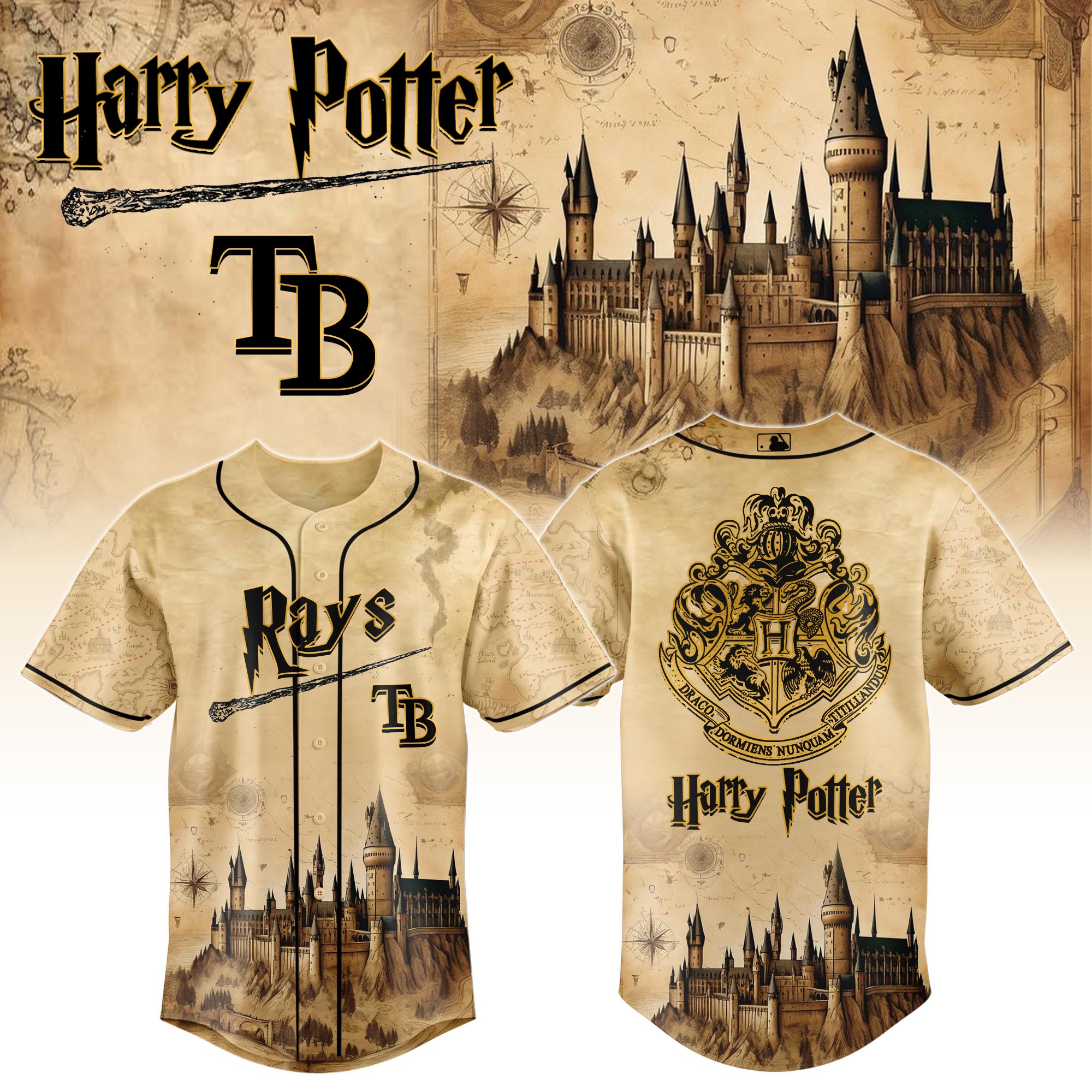 Tampa Bay Rays Mlb X Harry Potter Magic On The Mound Custom Baseball Jersey