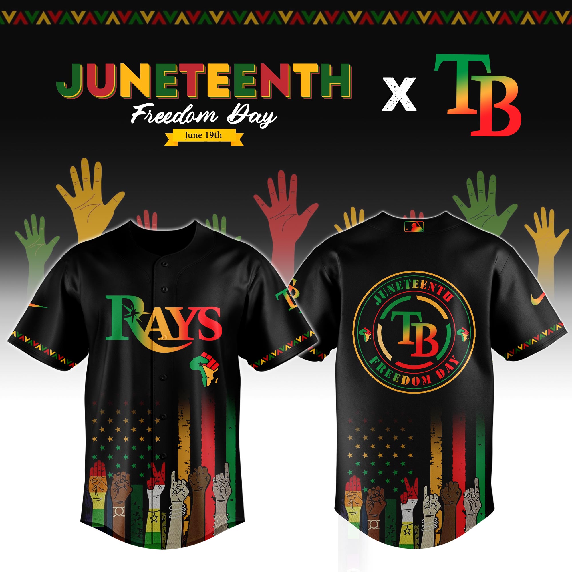 Tampa Bay Rays Mlb X Juneteenth Custom Baseball Jersey 2025