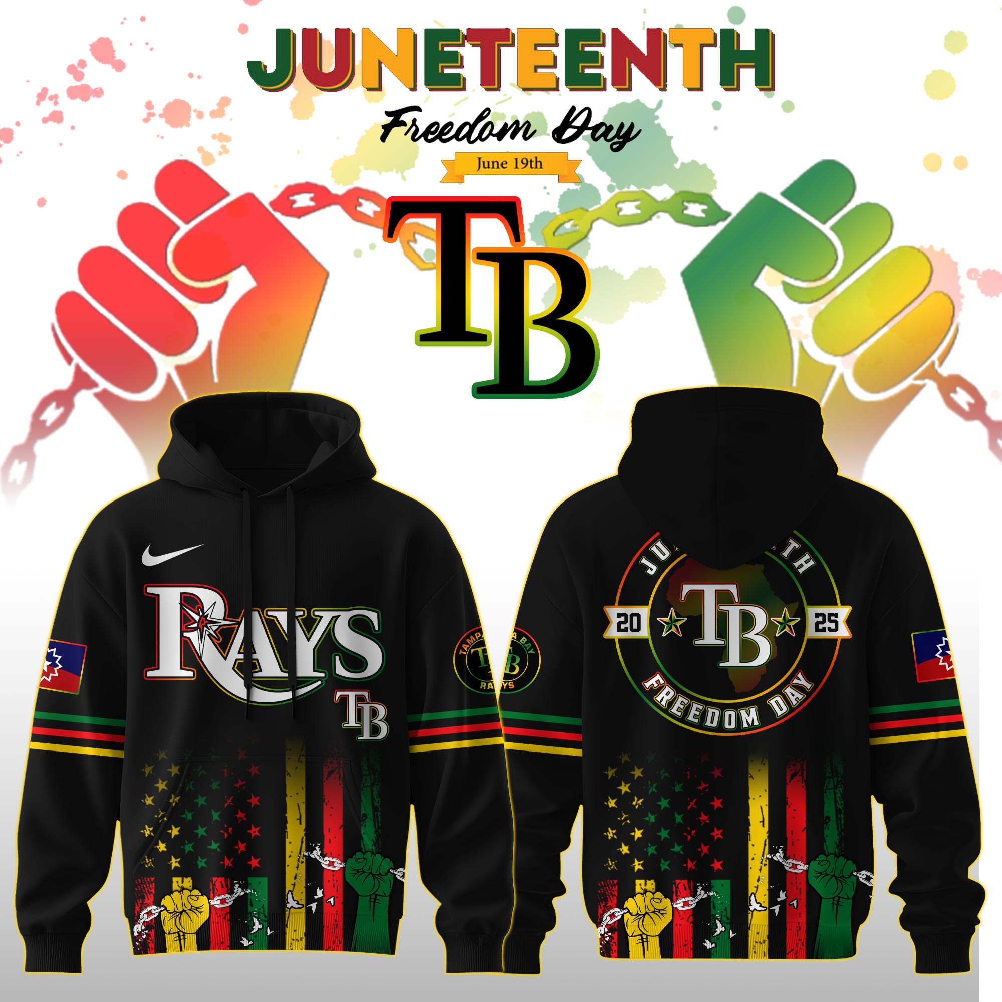 Tampa Bay Rays Mlb X Juneteenth Freedom Day Edition Custom Hoodie 2025