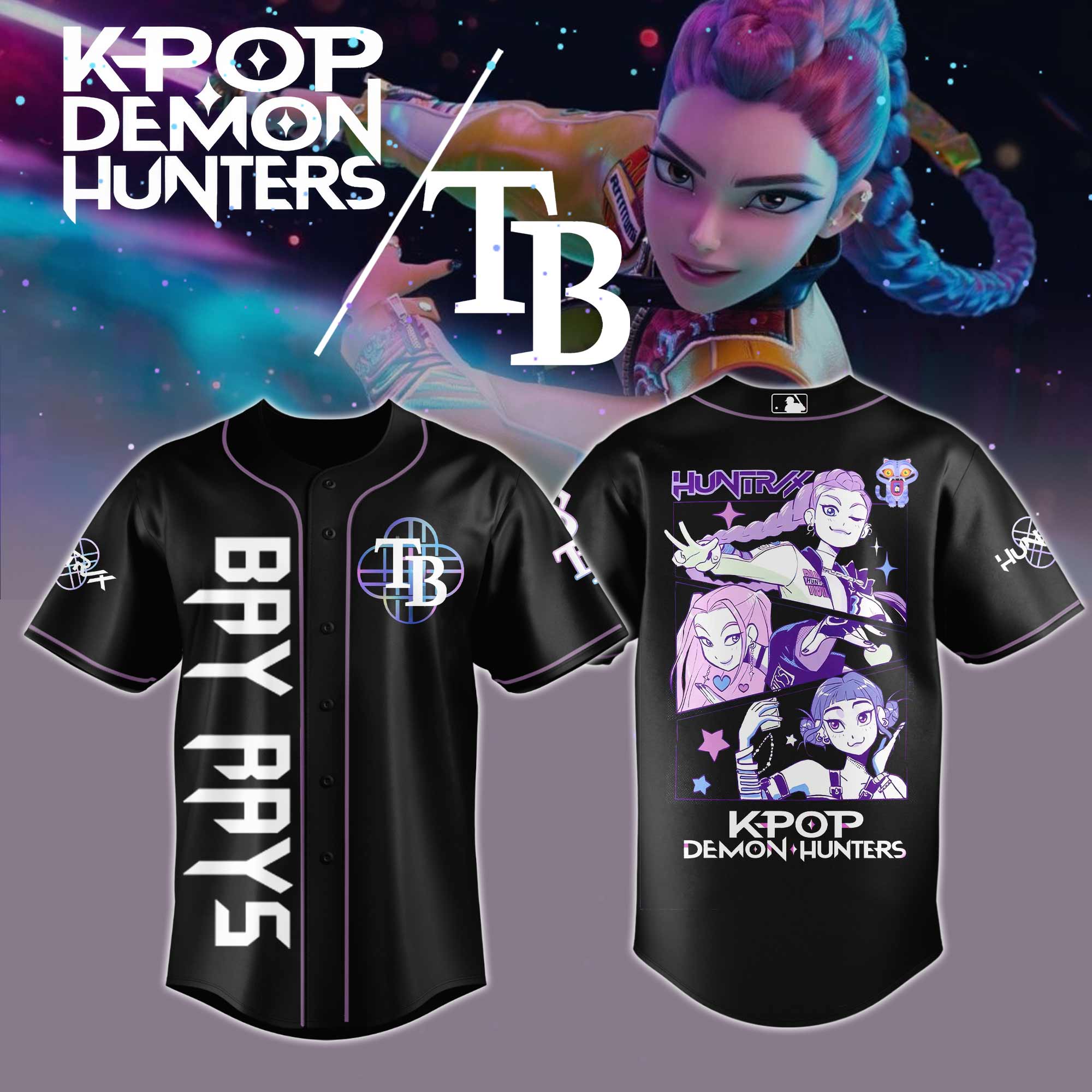 Tampa Bay Rays Mlb X Kpop Demon Hunters Custom Baseball Jersey