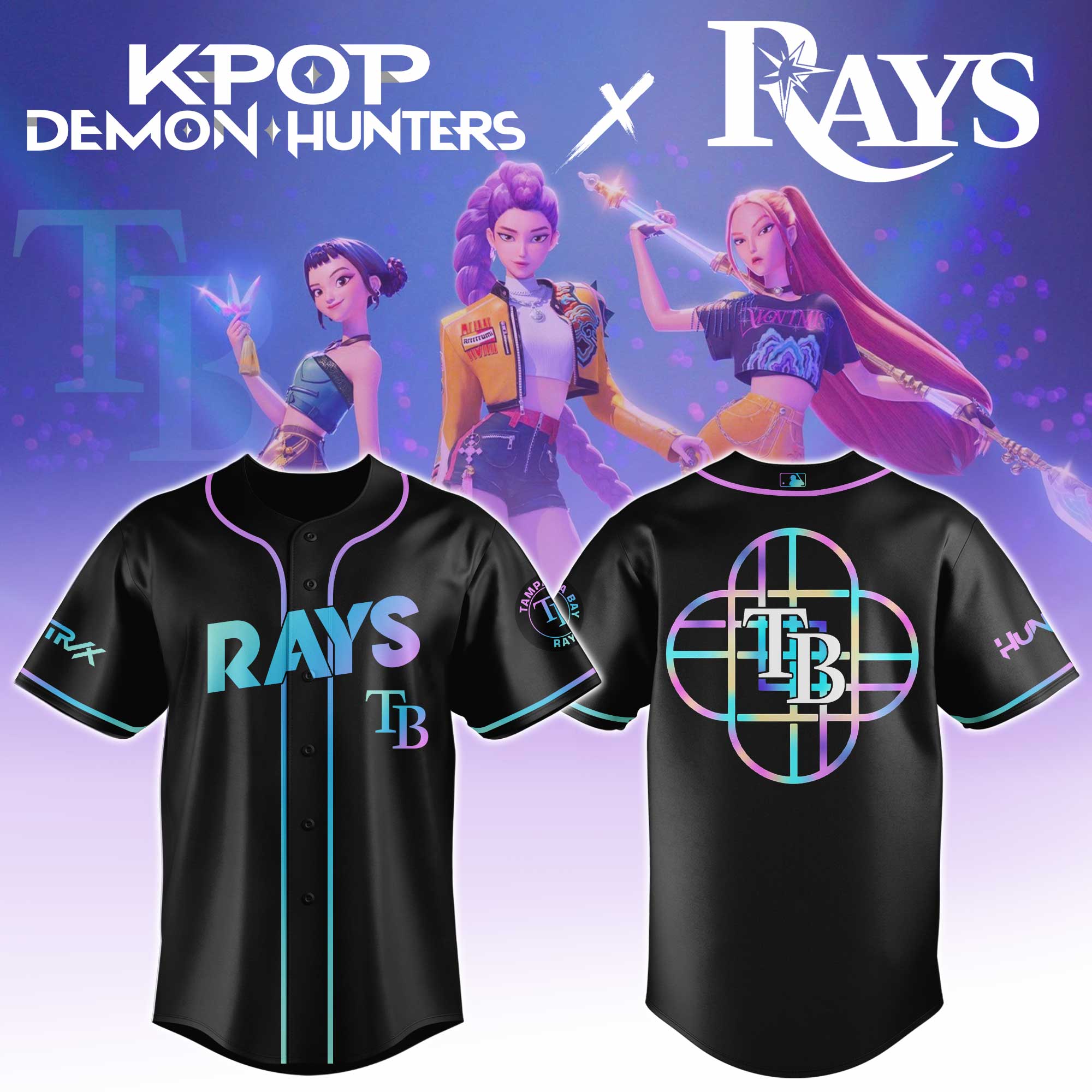 Tampa Bay Rays Mlb X Kpop Demon Hunters Huntrx Custom Baseball Jersey