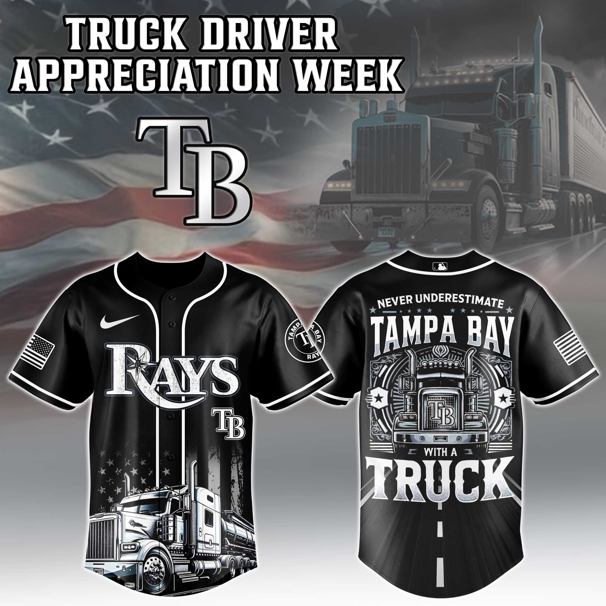 Tampa Bay Rays Mlb X Nation Truck Driver Appreciation Week Limited Edition Custom Baseball Jersey 2025
