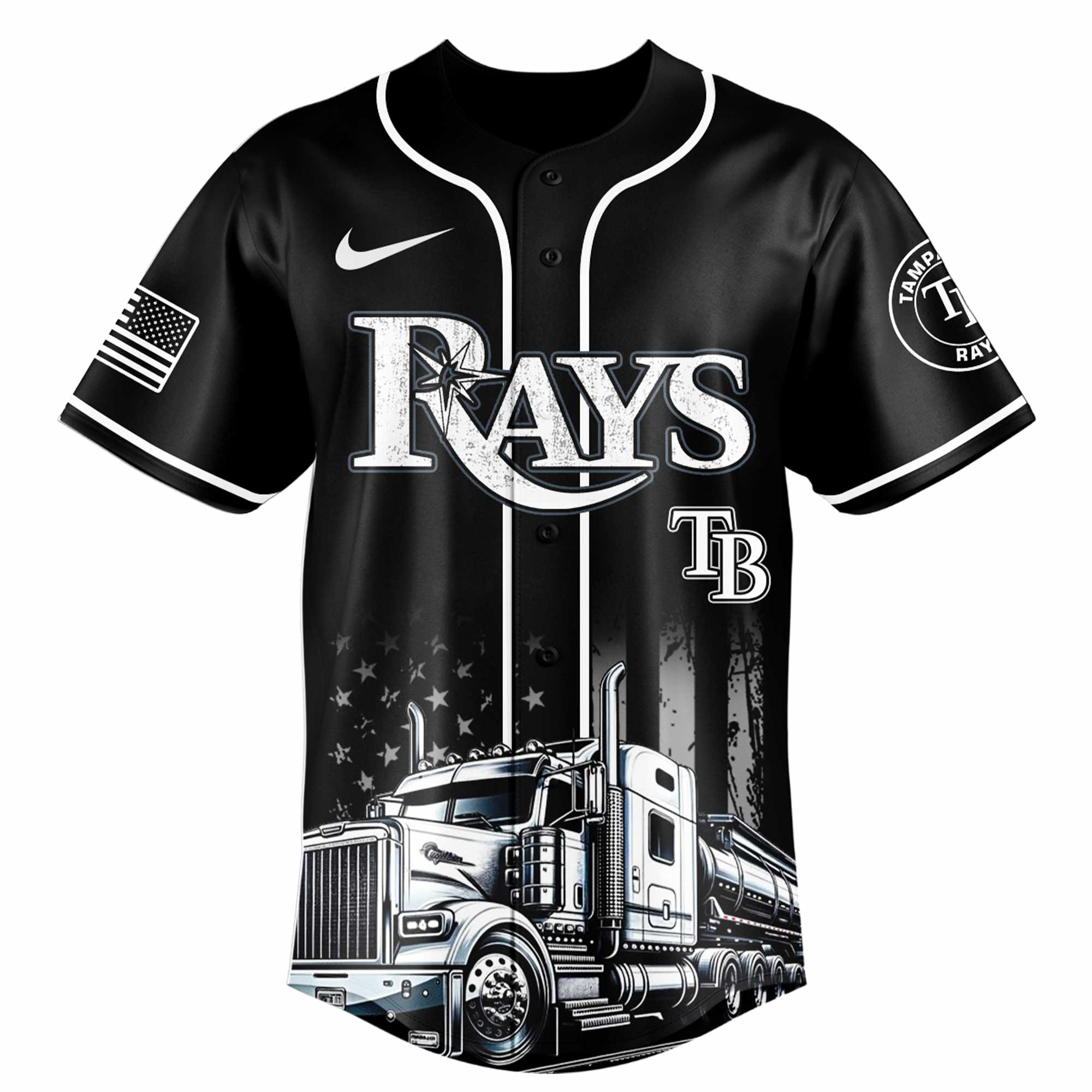 Alternative view of Tampa Bay Rays Mlb X Nation Truck Driver Appreciation Week Limited Edition Custom Baseball Jersey 2025