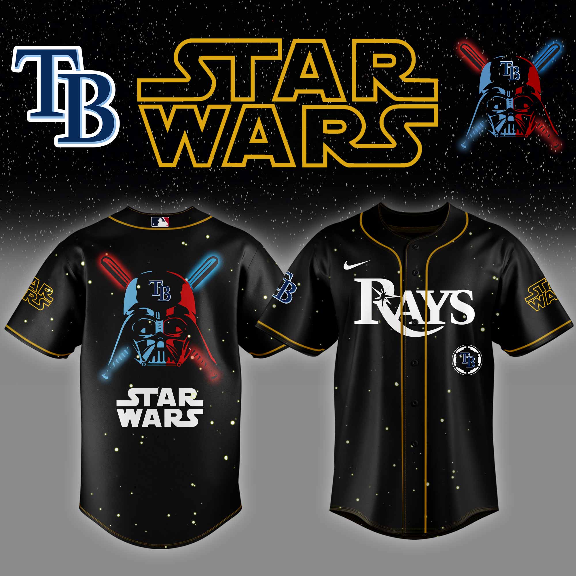 Tampa Bay Rays Mlb X Starwars Custom Baseball Jersey