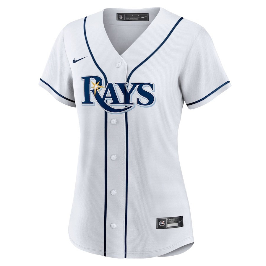 Alternative view of Tampa Bay Rays Women's Home Blank Baseball Jersey - White - JS989 