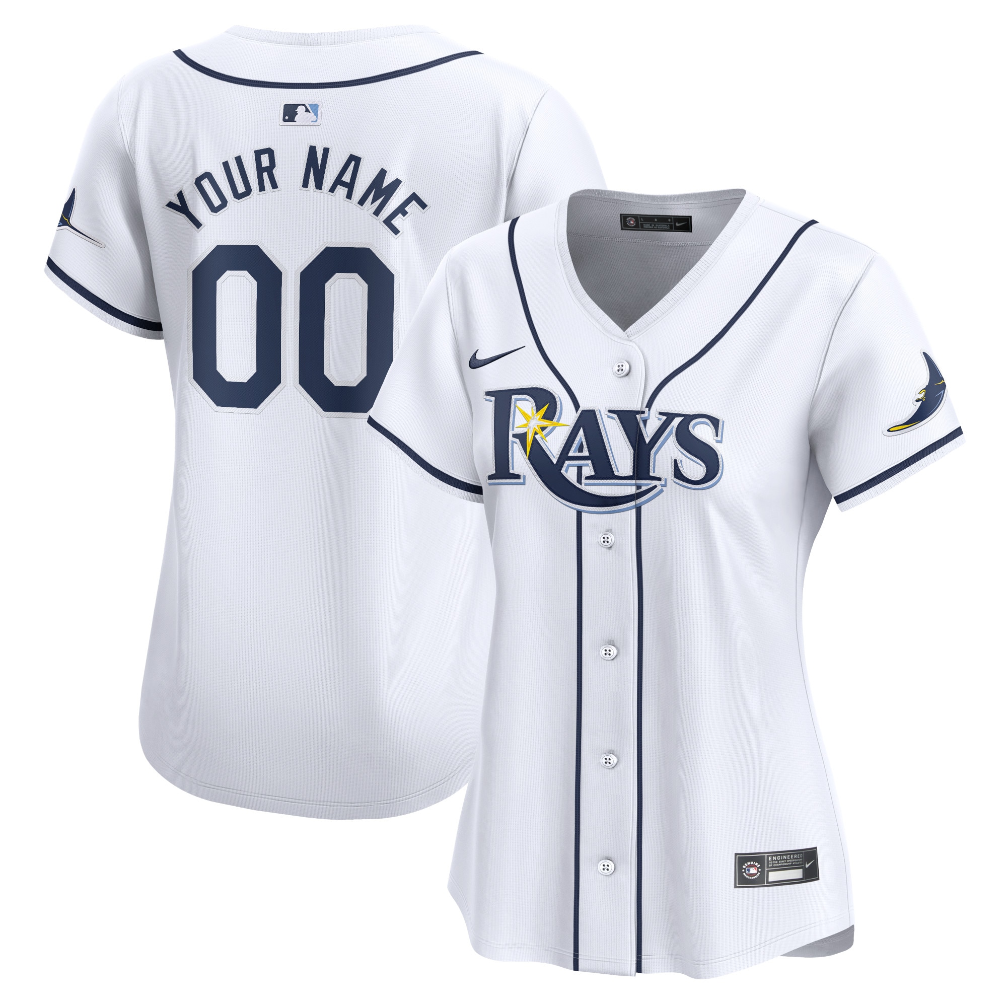 Tampa Bay Rays Women's Home Limited Custom Baseball Jersey - White