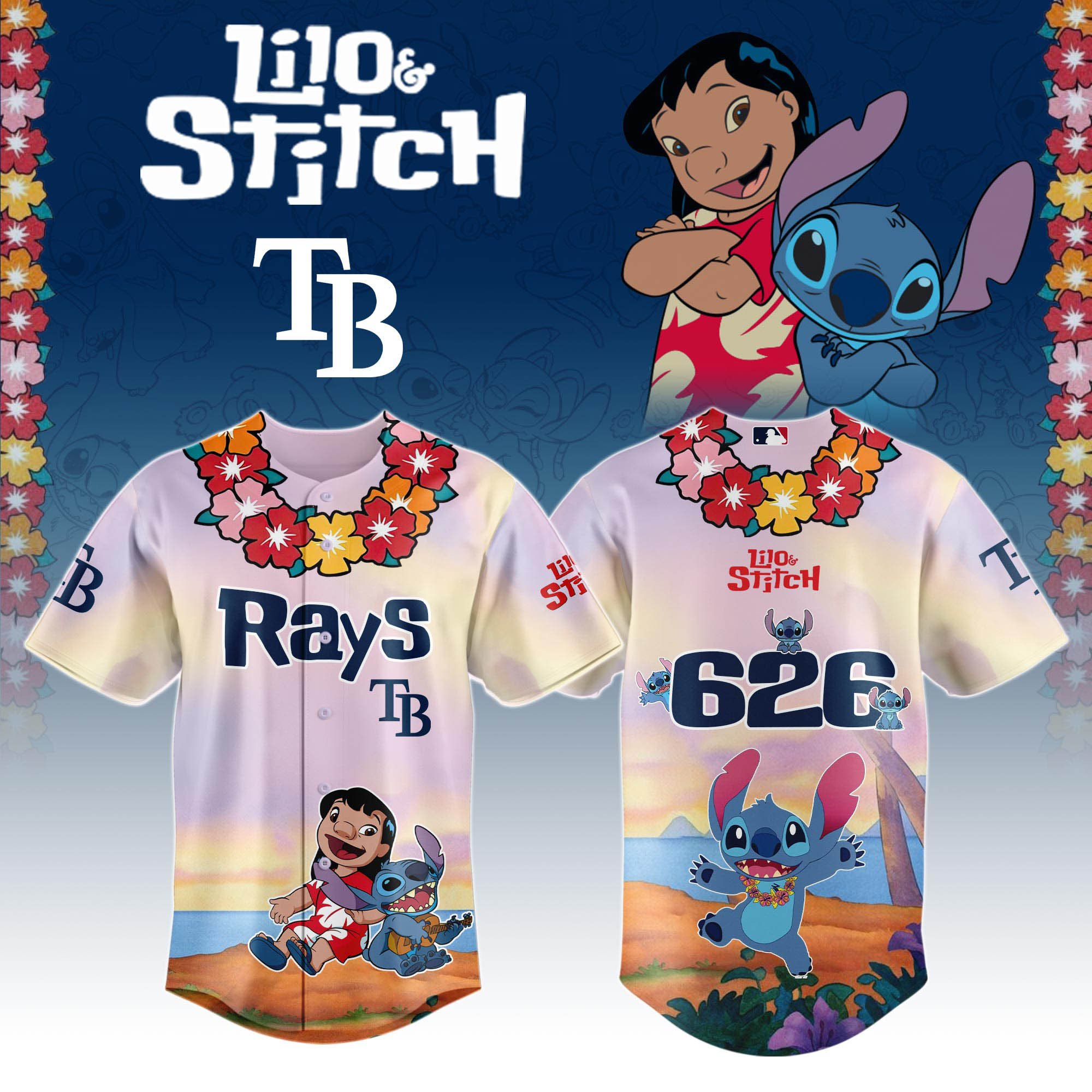 Tampa Bay Rays X Lilo & Stitch Special Edition Custom Baseball Jersey 2025
