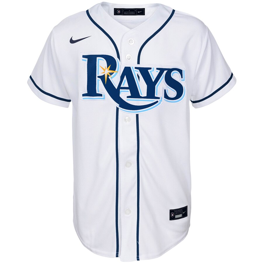 Alternative view of Tampa Bay Rays Youth Home 2020 Replica Team Baseball Jersey - White