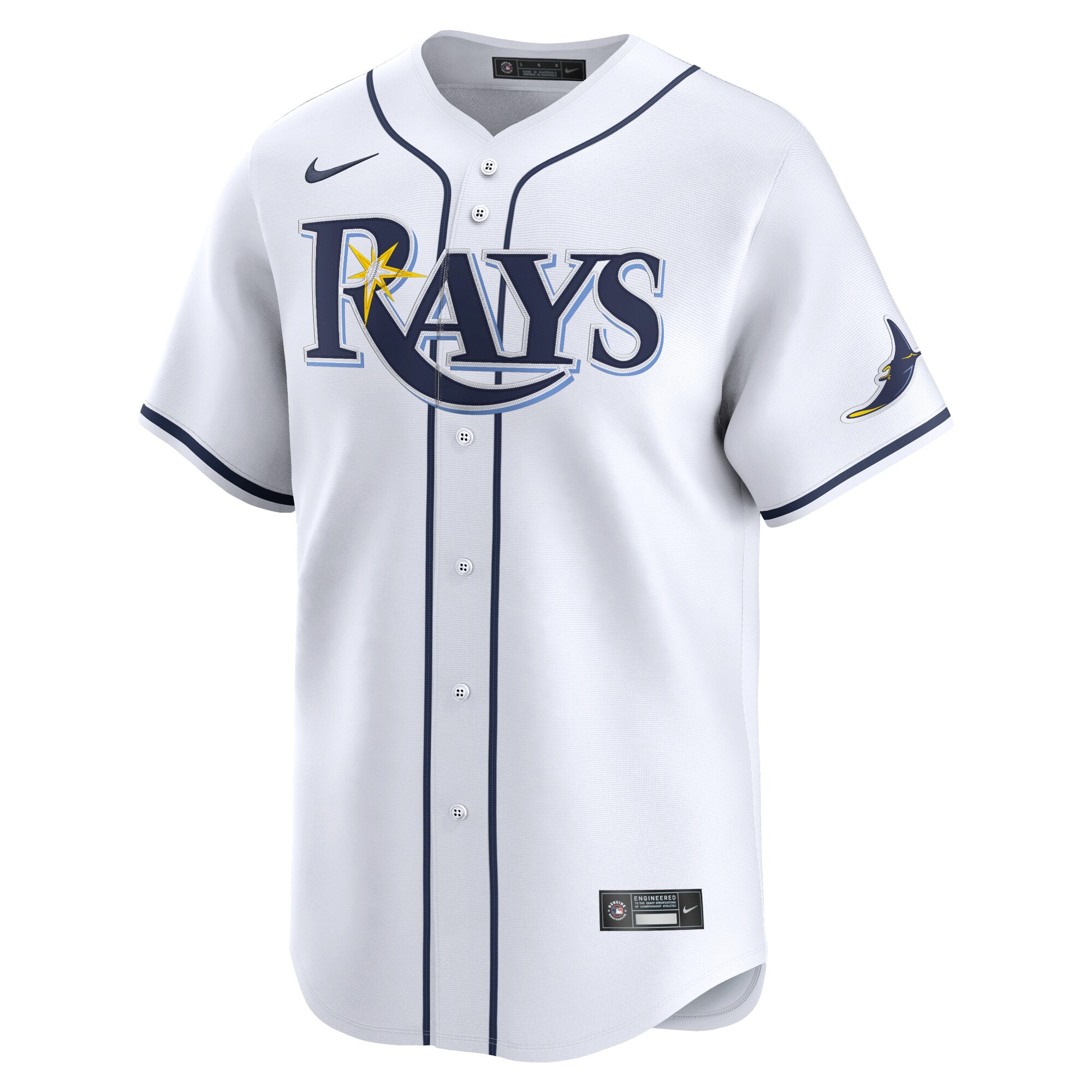 Alternative view of Tampa Bay Rays Youth Home Limited Custom Baseball Jersey - White