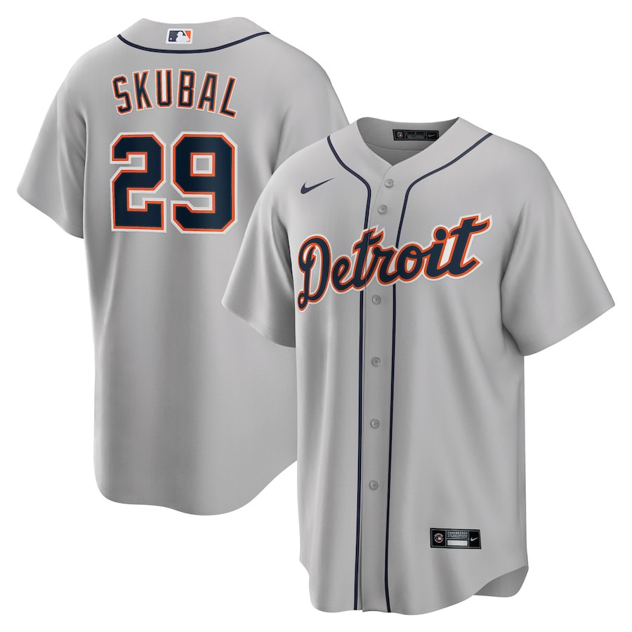 Tarik Skubal 29 Detroit Tigers Road Men Baseball Jersey - Gray