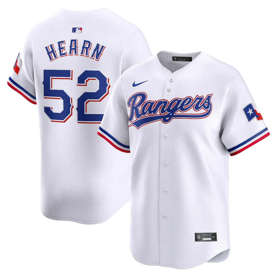Taylor Hearn 52 Texas Rangers Home Limited Player Men Baseball Jersey - White - JS763 