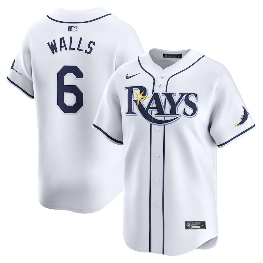 Taylor Walls 6 Tampa Bay Rays Home Limited Player Men Baseball Jersey - White - JS114 