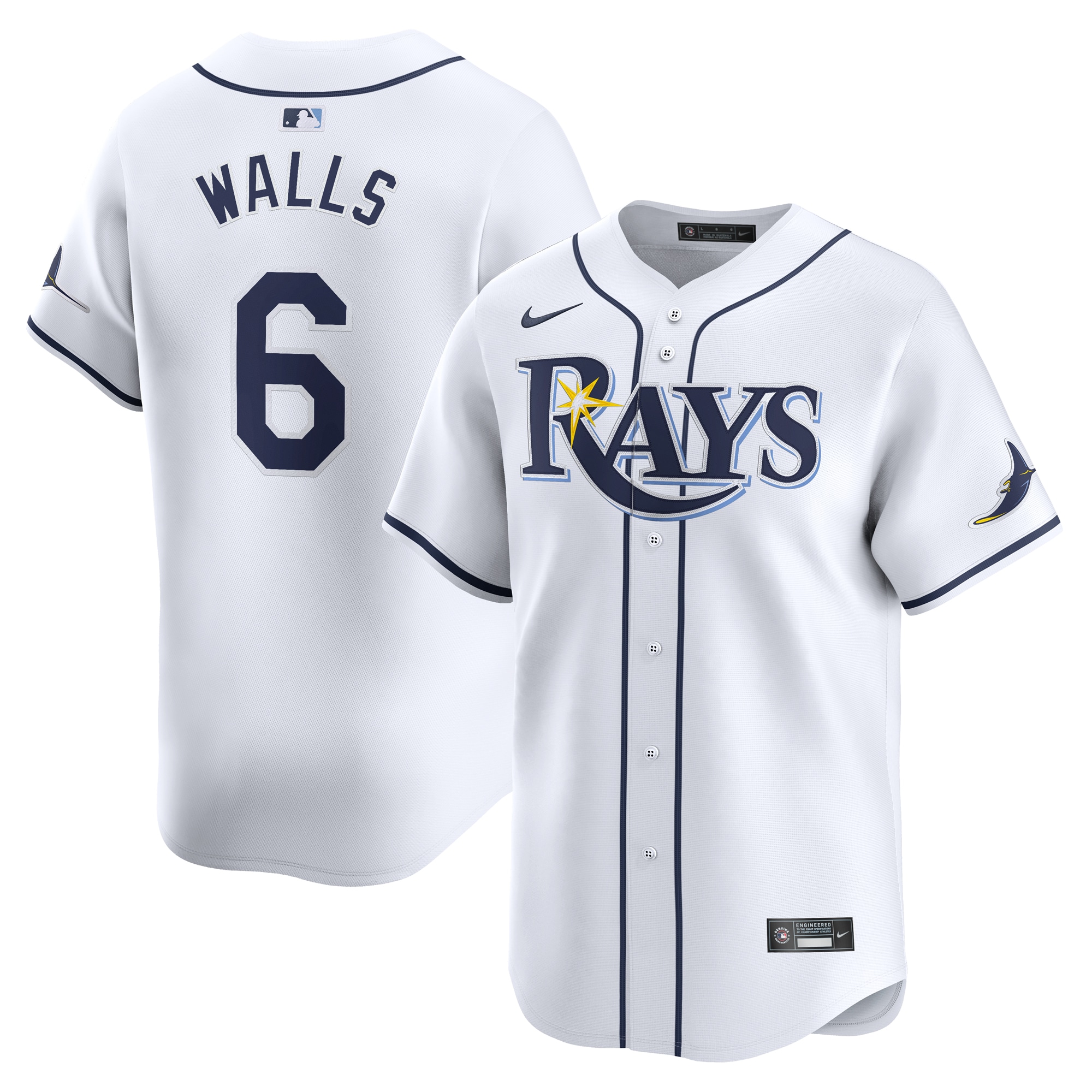 Taylor Walls Tampa Bay Rays Home Limited Player Baseball Jersey - White