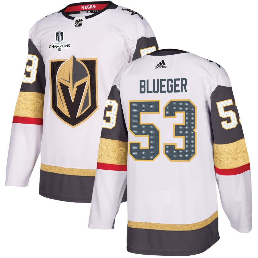 Teddy Blueger 53 Vegas Golden Knights Stanley Cup 2023 Champions Patch Away Breakaway Men Hockey Jersey - White - JS377 