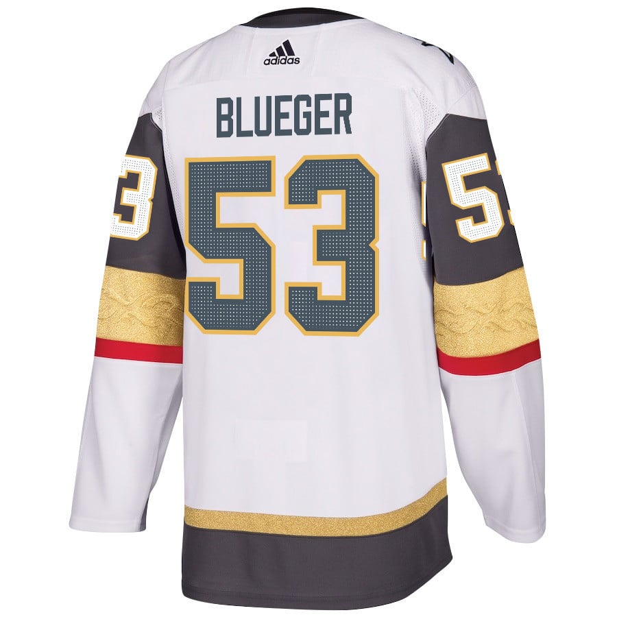 Alternative view of Teddy Blueger 53 Vegas Golden Knights Stanley Cup 2023 Final Patch Away Breakaway Men Hockey Jersey - White - JS322 
