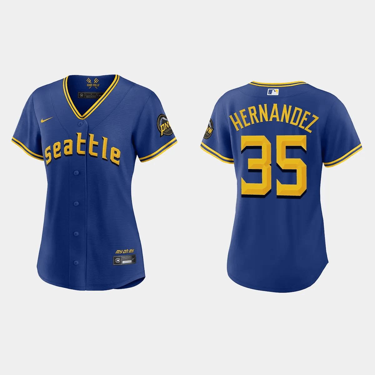 Teoscar Hernandez 35 Seattle Mariners 2023 City Connect Game Baseball Jersey - Women's Royal 