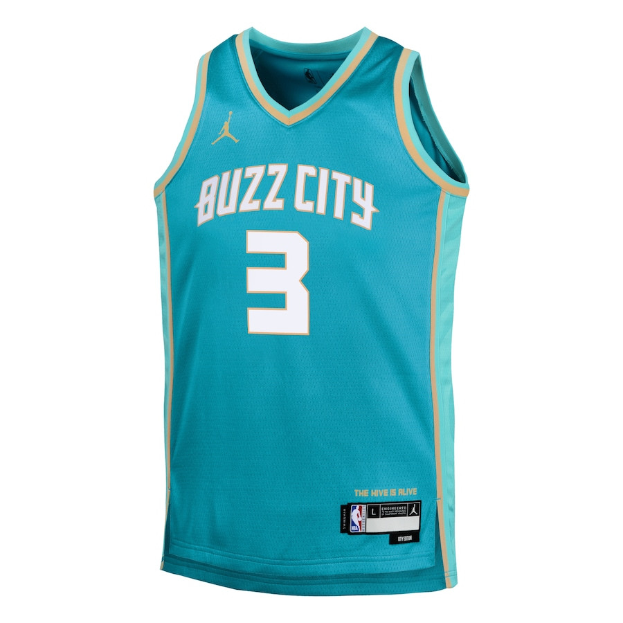 Alternative view of Terry Rozier III 3 Charlotte Hornets 2023/24 City Edition Swingman YOUTH Basketball Jersey - Teal - JS234 