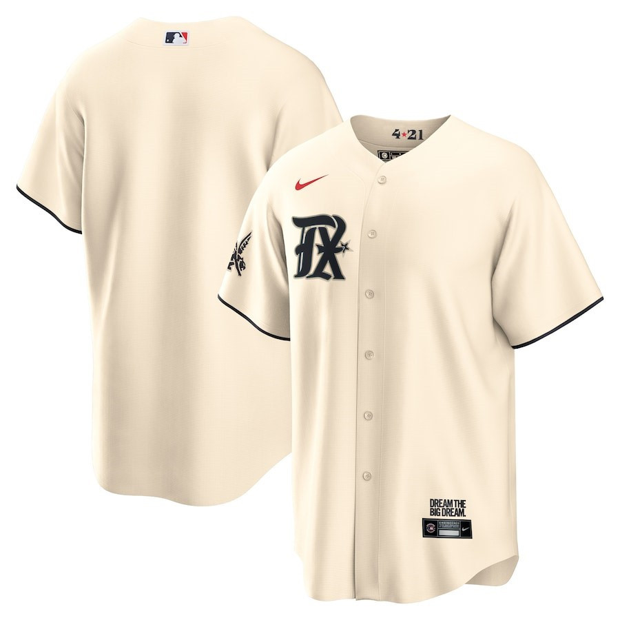 Texas Rangers 2023 City Connect Men Baseball Jersey - Cream - JS613 