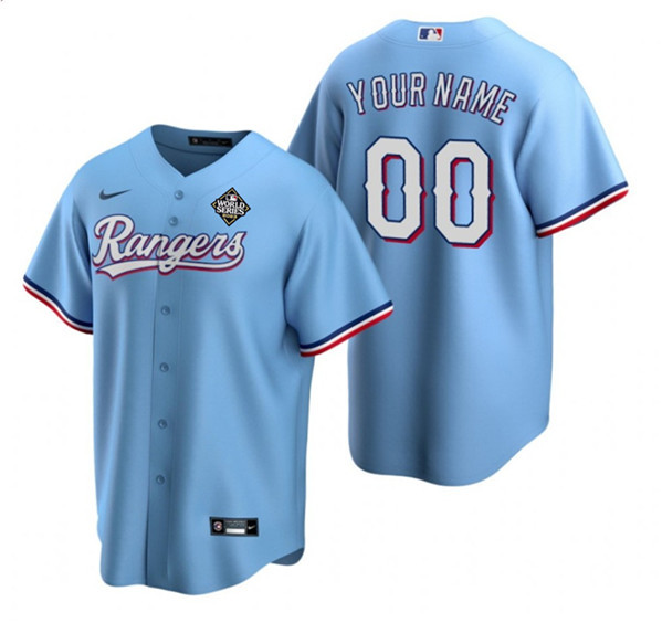 Texas Rangers 2023 World Series City Connect Stitched Men Custom Baseball Jersey - Blue - JS942 