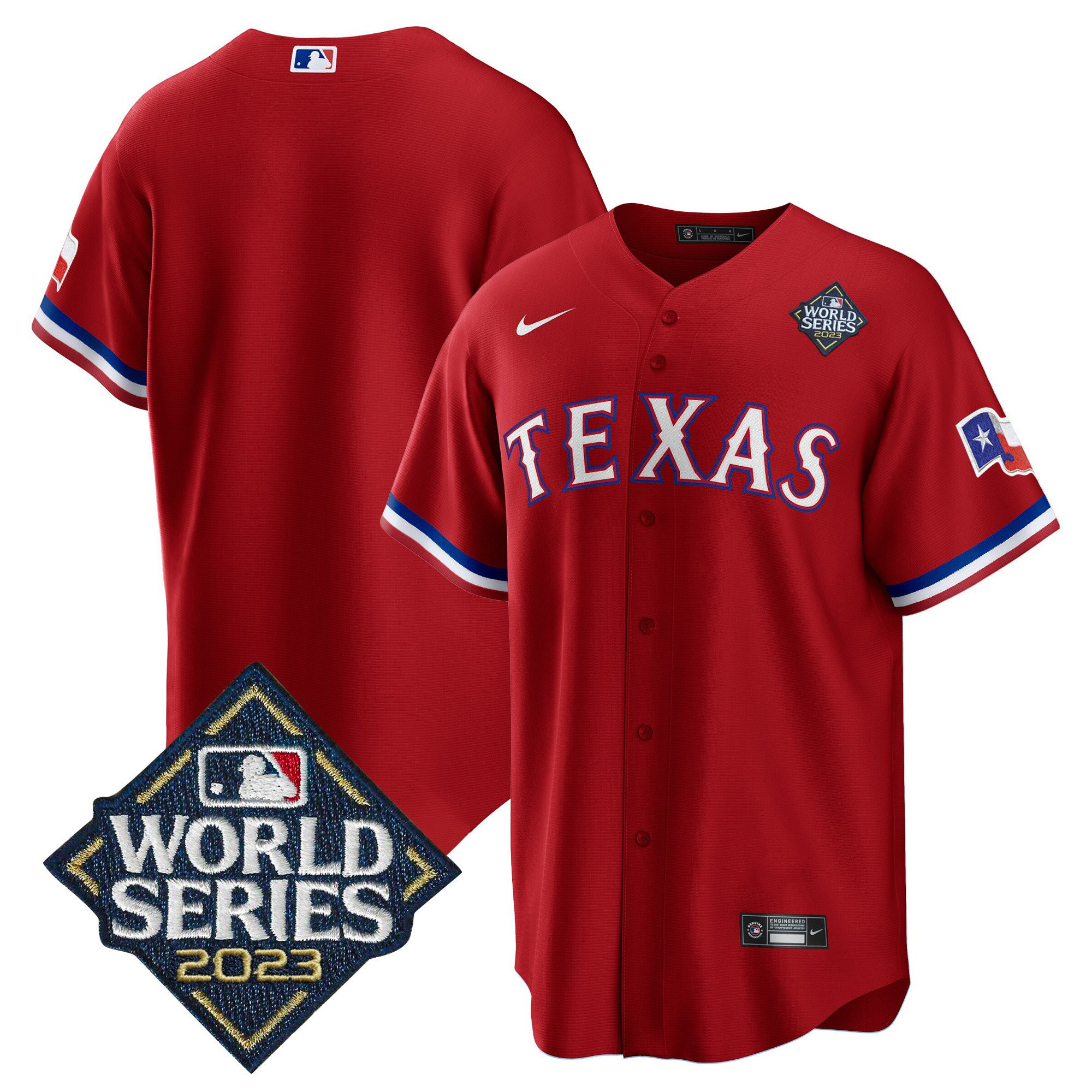 Texas Rangers 2023 World Series Stitched Baseball Jersey - Red - JS450 