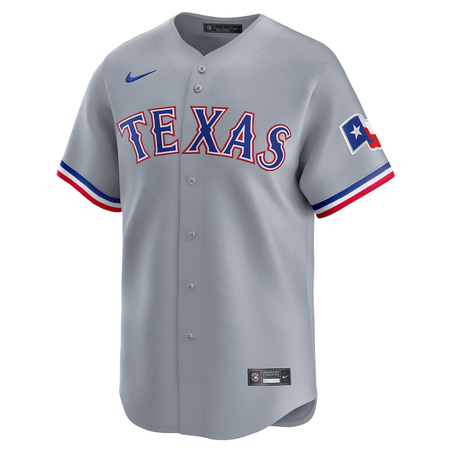Alternative view of Texas Rangers Away Limited Custom Men Baseball Jersey - Gray - JS664 