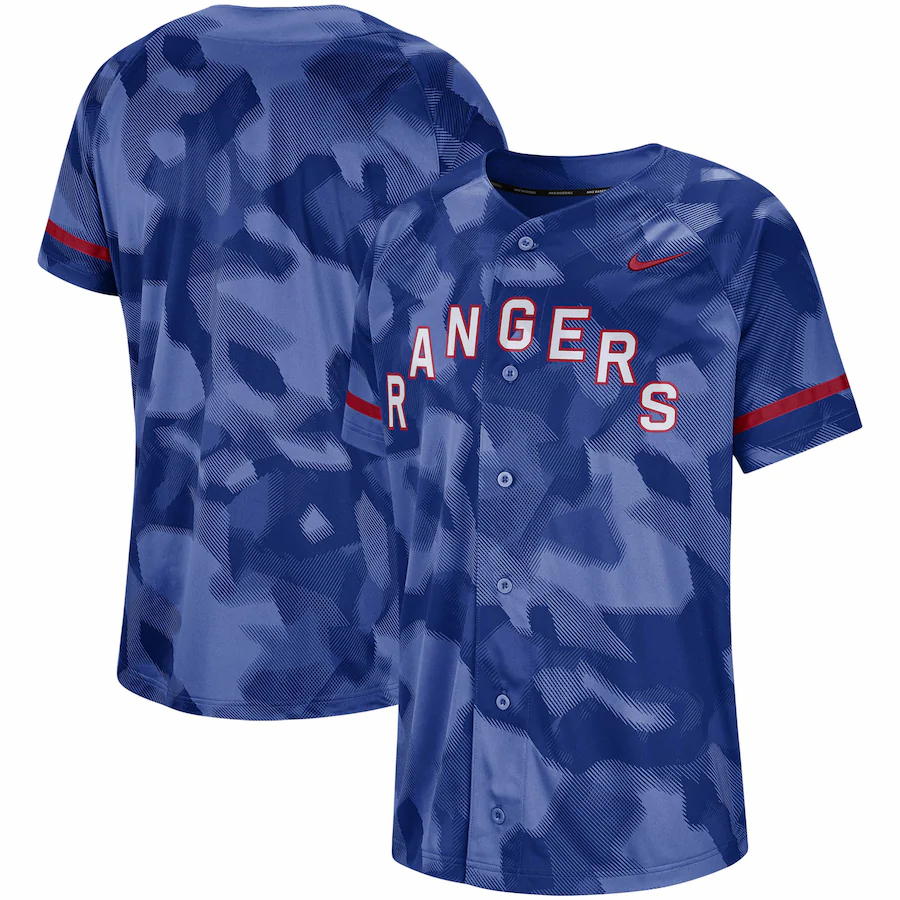 Texas Rangers Camo Baseball Jersey - Royal