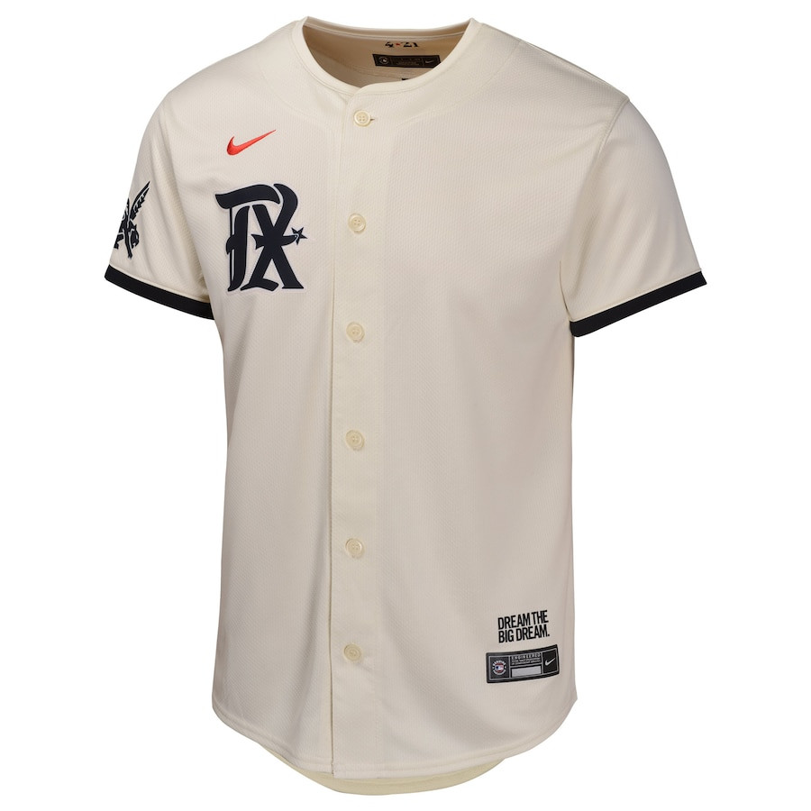 Alternative view of Texas Rangers City Connect Limited YOUTH Baseball Jersey - Natural - JS889 