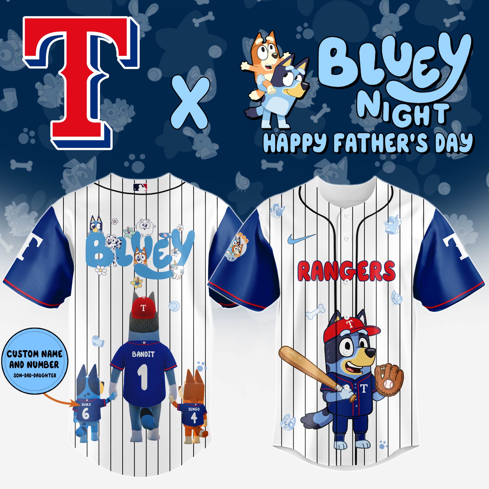 Texas Rangers Happy Father’s Day Limited Edition Custom Baseball Jersey 2025
