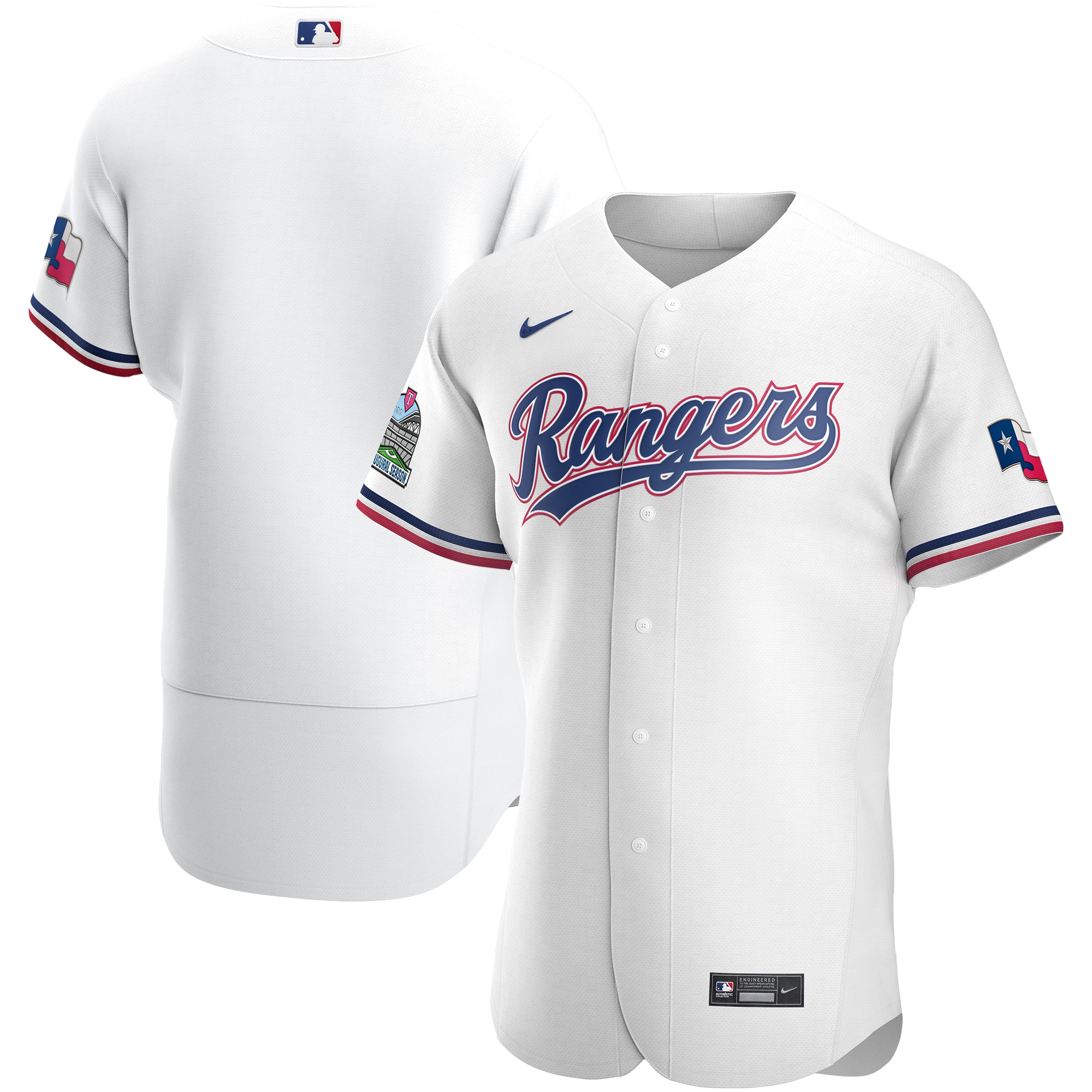 Texas Rangers Home Authentic Team Baseball Jersey - White