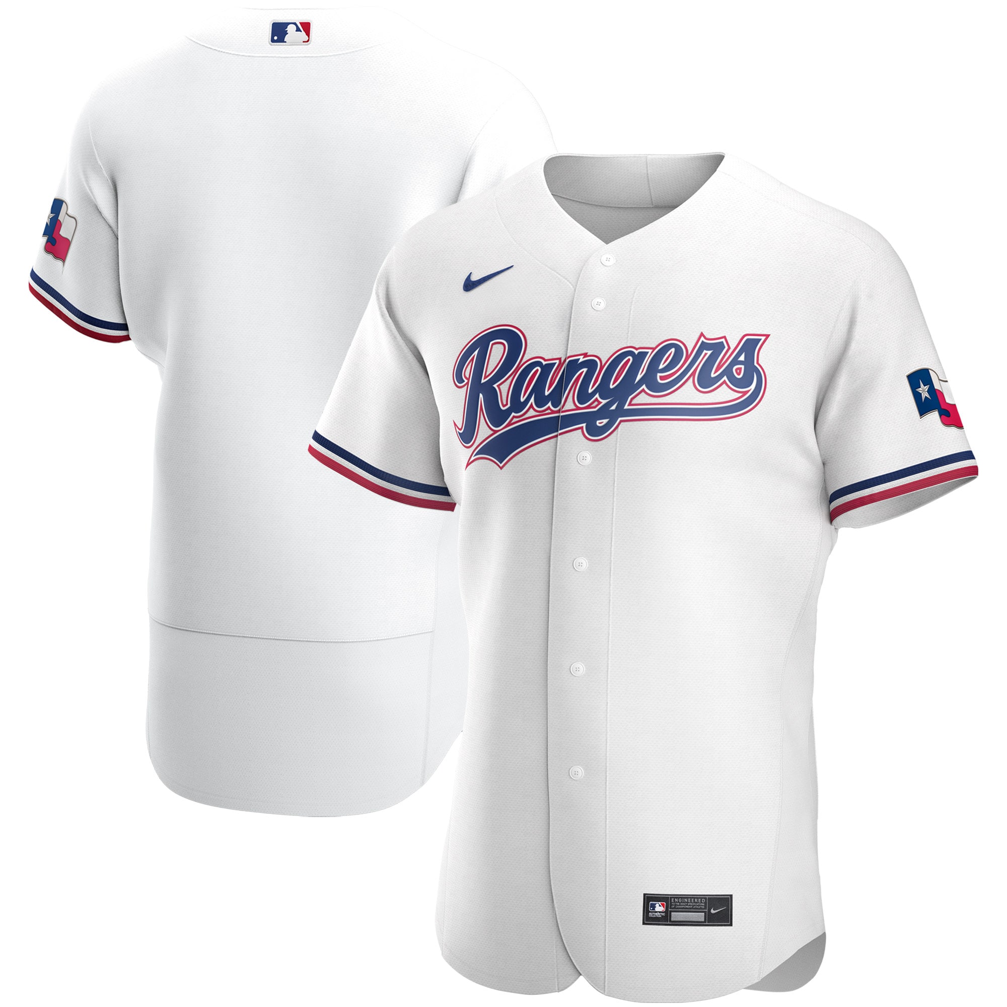Texas Rangers Home Authentic Team Logo Baseball Jersey - White