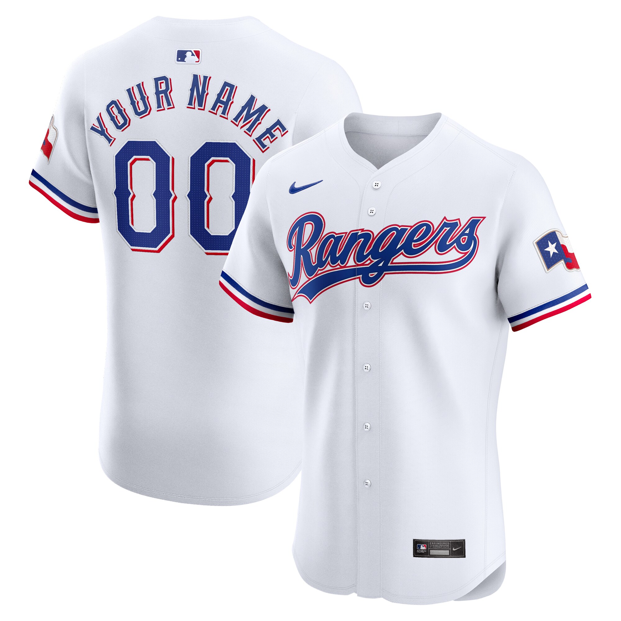 Texas Rangers Home Elite Custom Baseball Jersey - White
