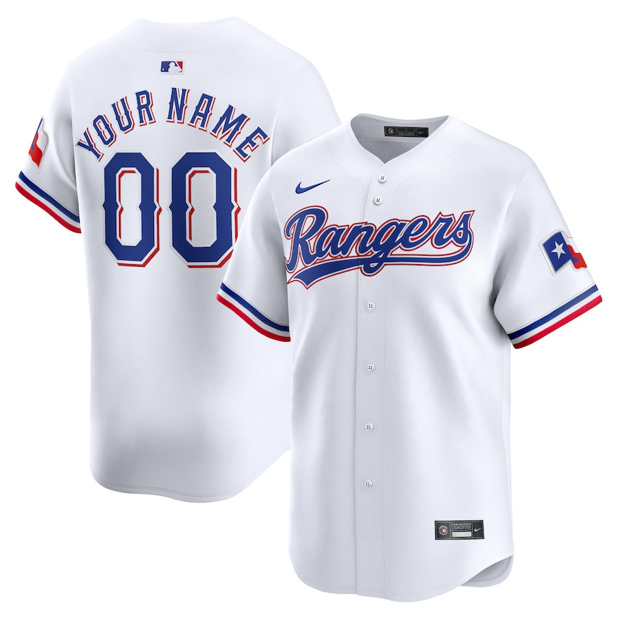 Texas Rangers Home Limited Custom YOUTH Baseball Jersey - White - JS113 