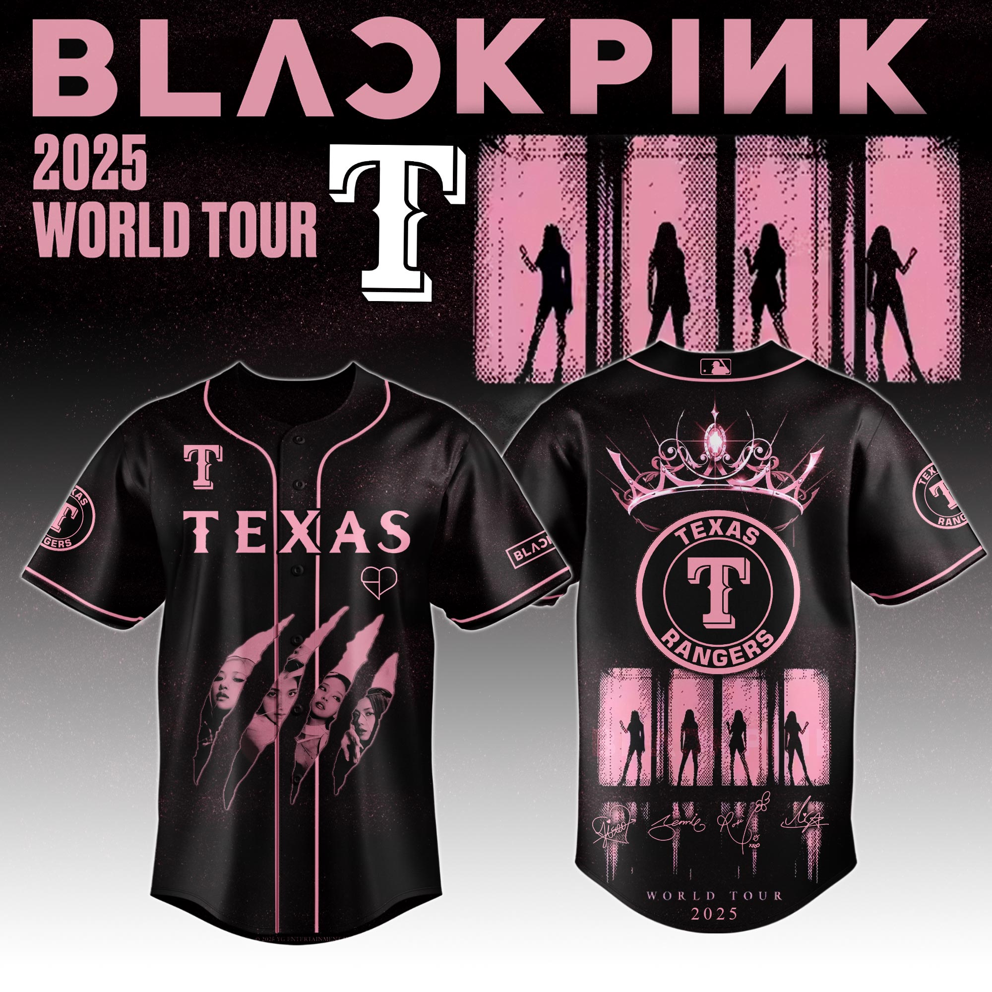 Texas Rangers Mlb X Blackpink All Star Custom Baseball Jersey