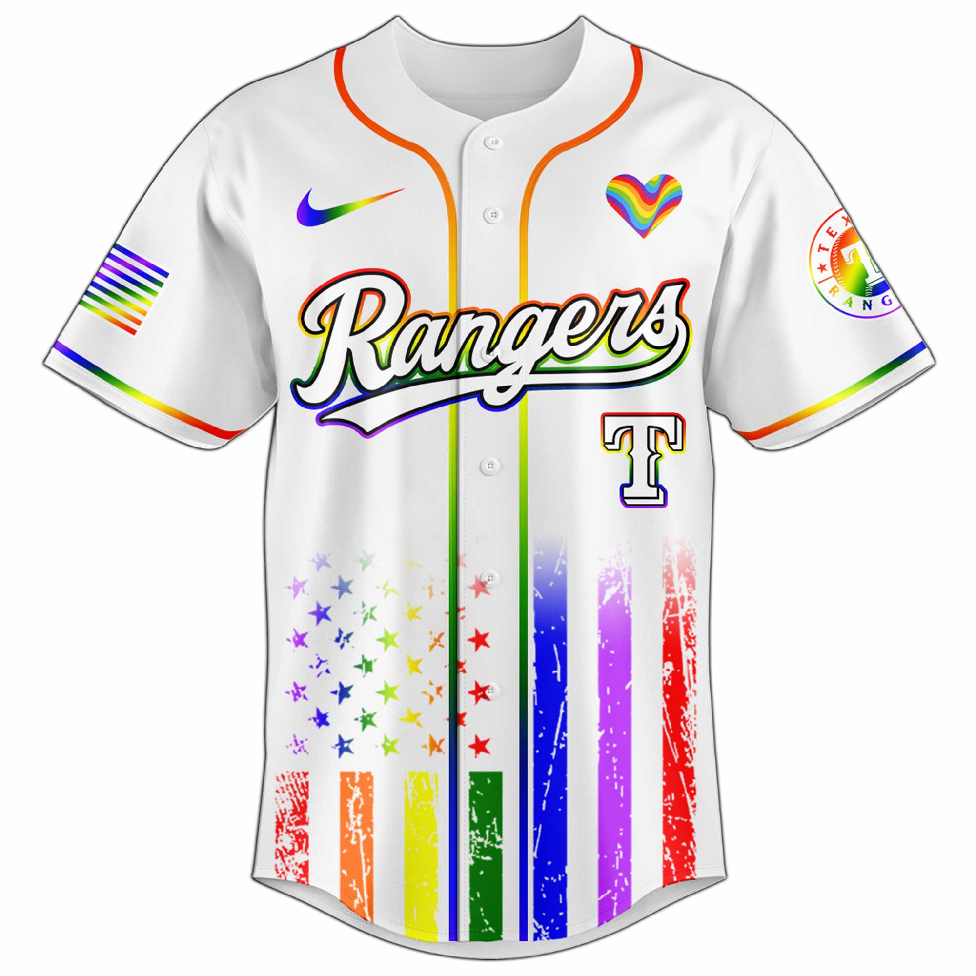 Alternative view of Texas Rangers Mlb X Happy Pride Month Limited Edition Custom Baseball Jersey 2025