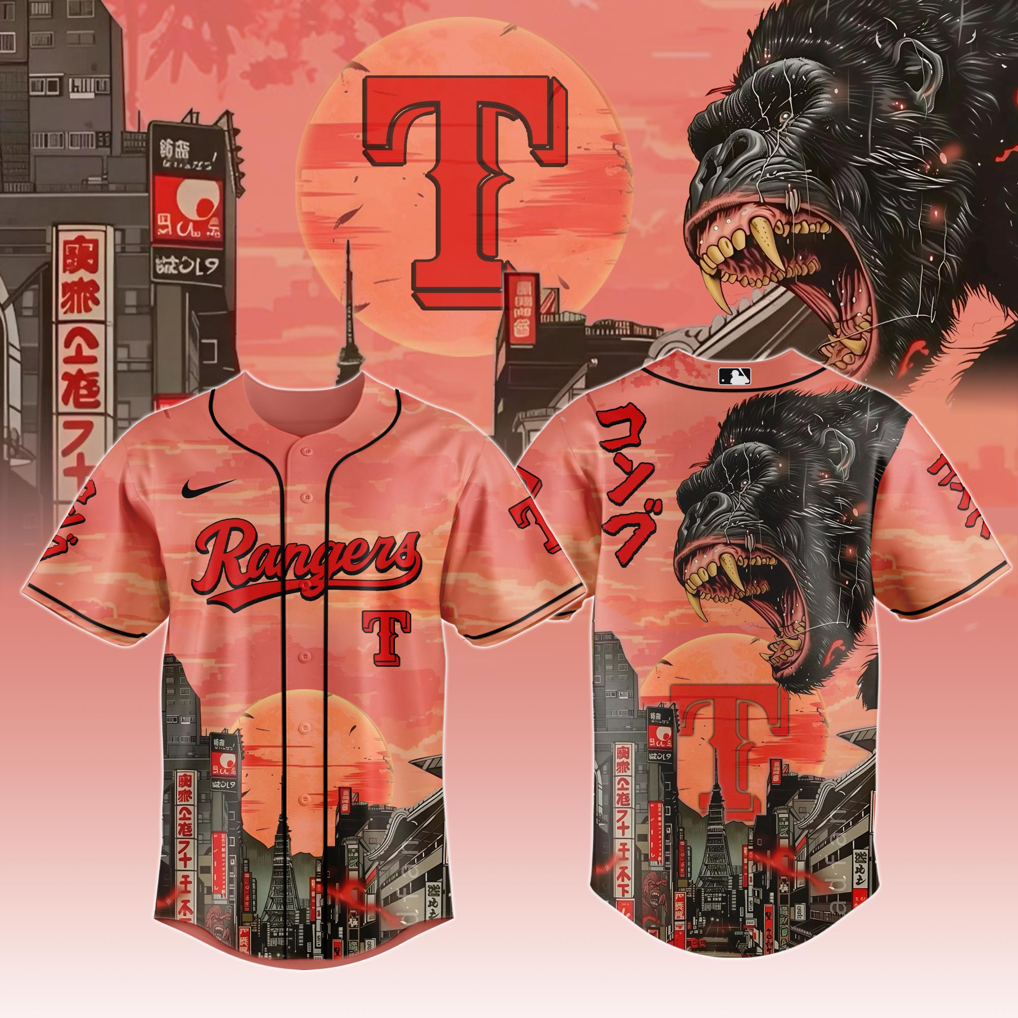 Texas Rangers Mlb X Kong Collection 1 Custom Baseball Jersey