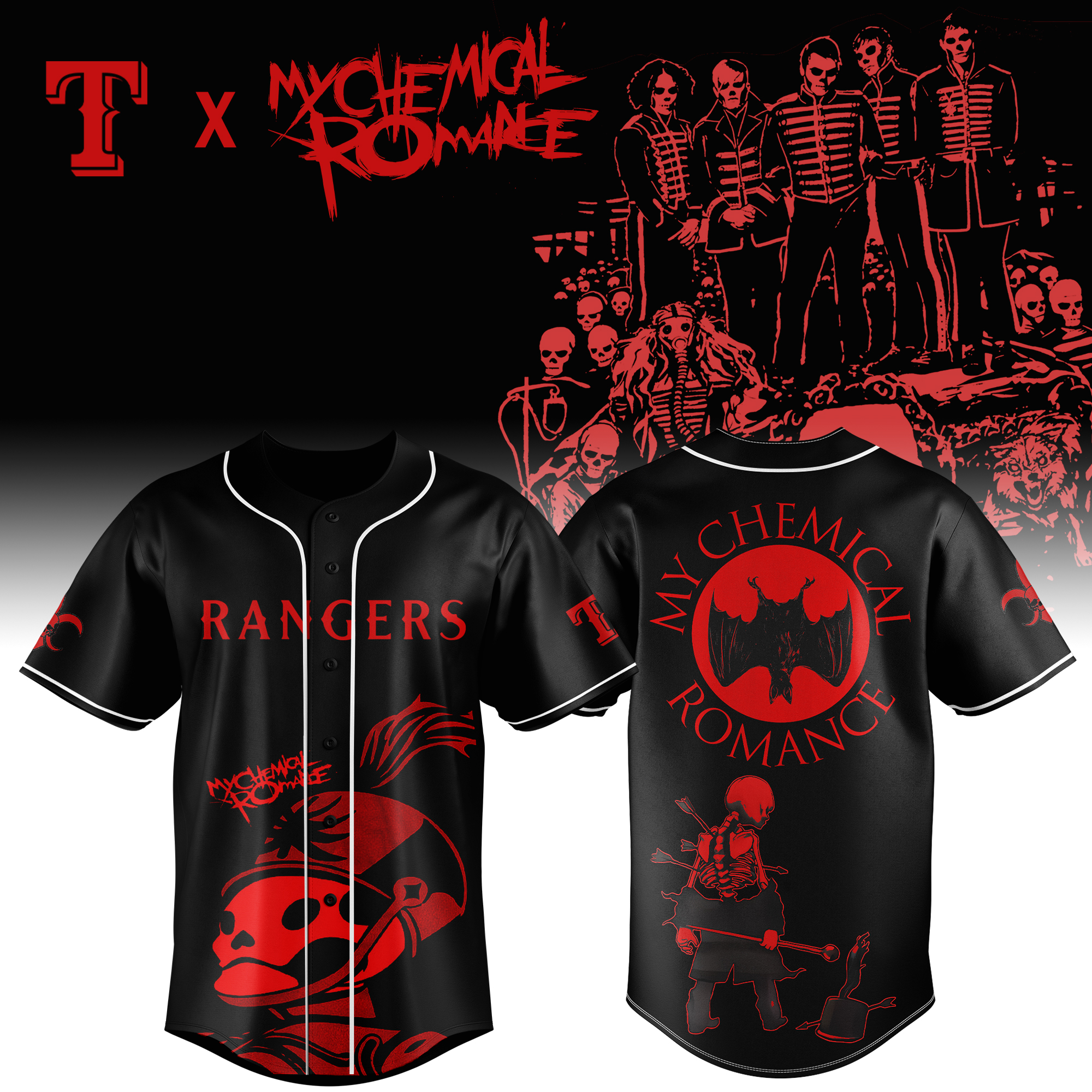 Texas Rangers Mlb X My Chemical Romance Custom Baseball Jersey