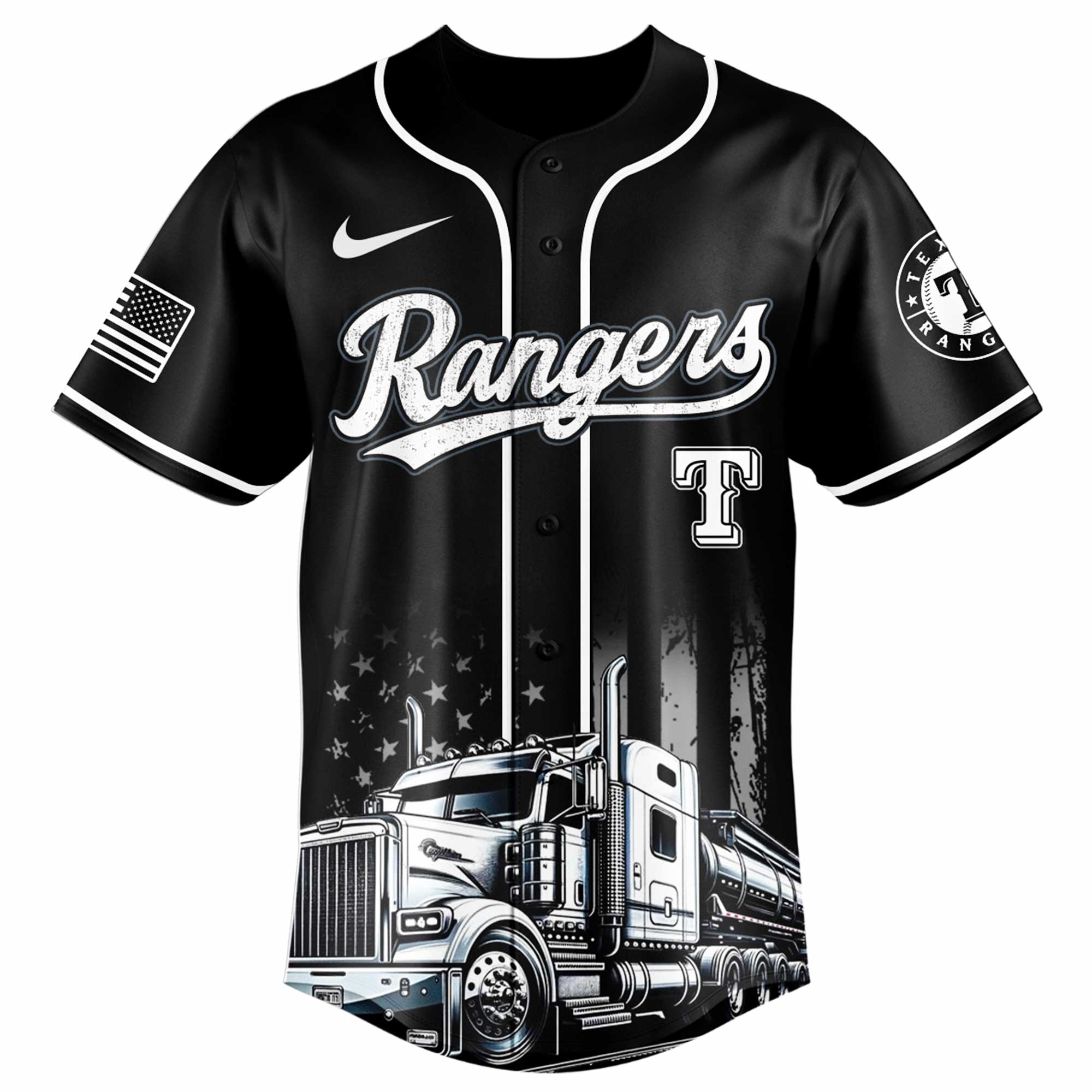 Alternative view of Texas Rangers Mlb X Nation Truck Driver Appreciation Week Limited Edition Custom Baseball Jersey 2025
