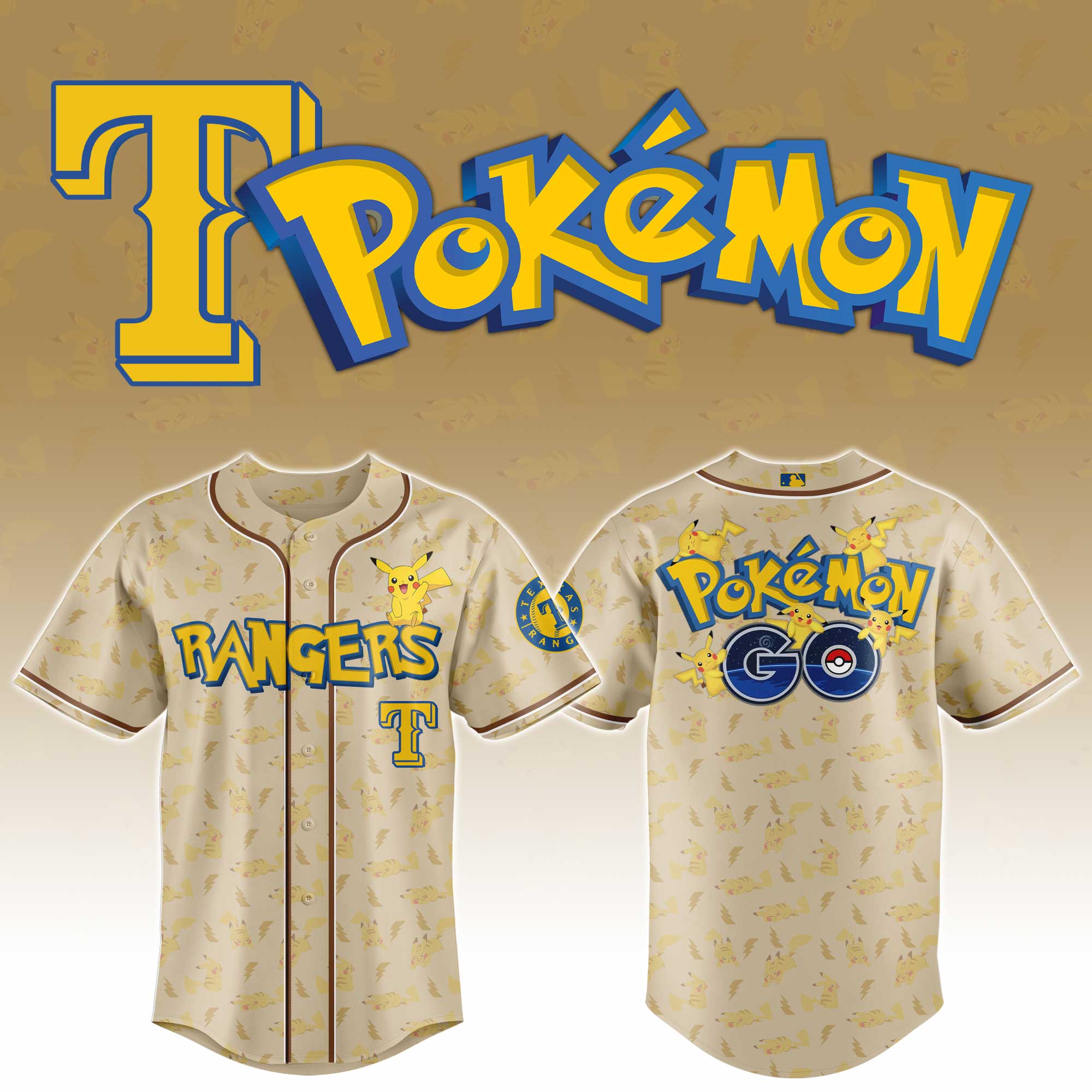 Texas Rangers Mlb X Pokemon Go Custom Baseball Jersey
