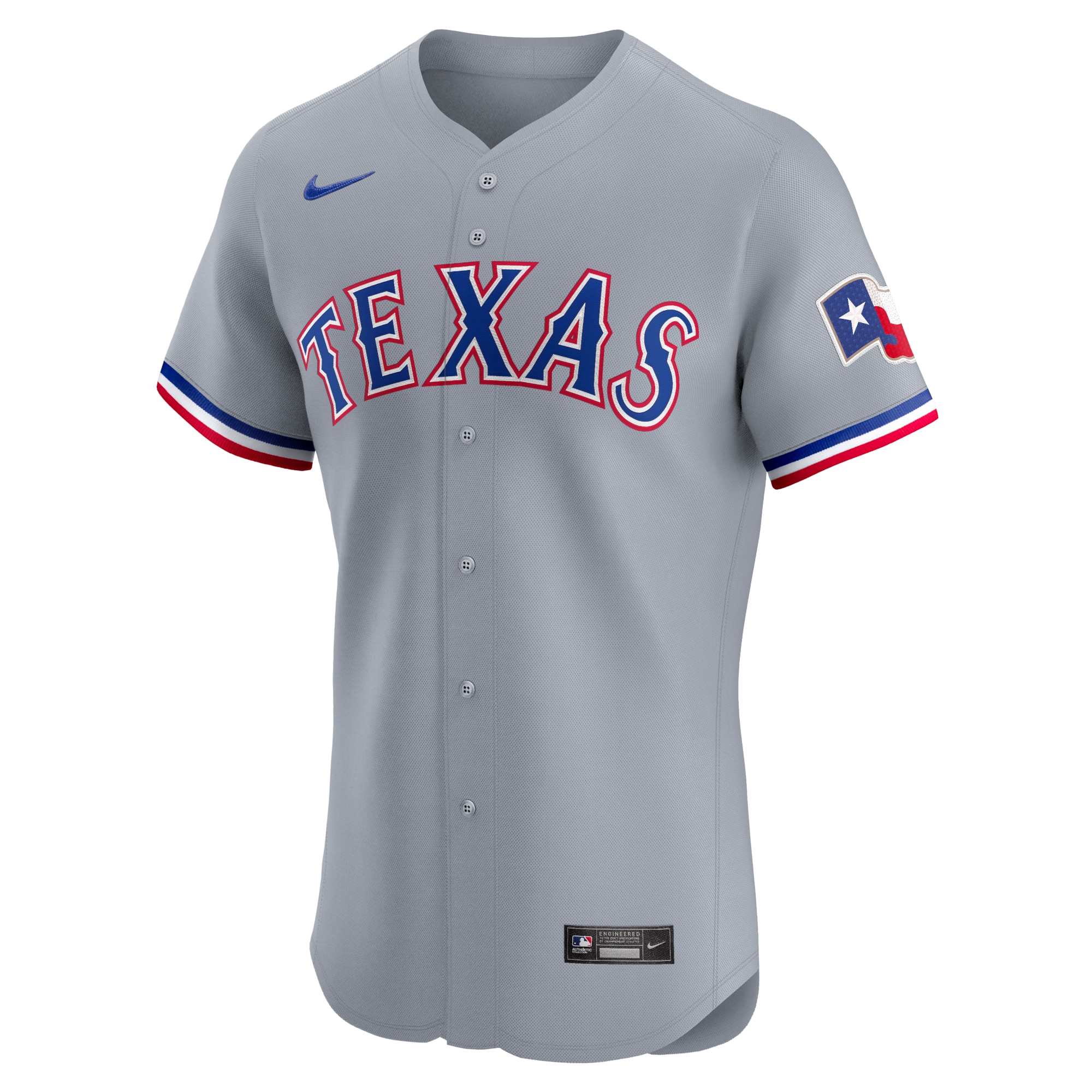 Alternative view of Texas Rangers Road 2024 Jackie Robinson Day Elite Baseball Jersey - Gray