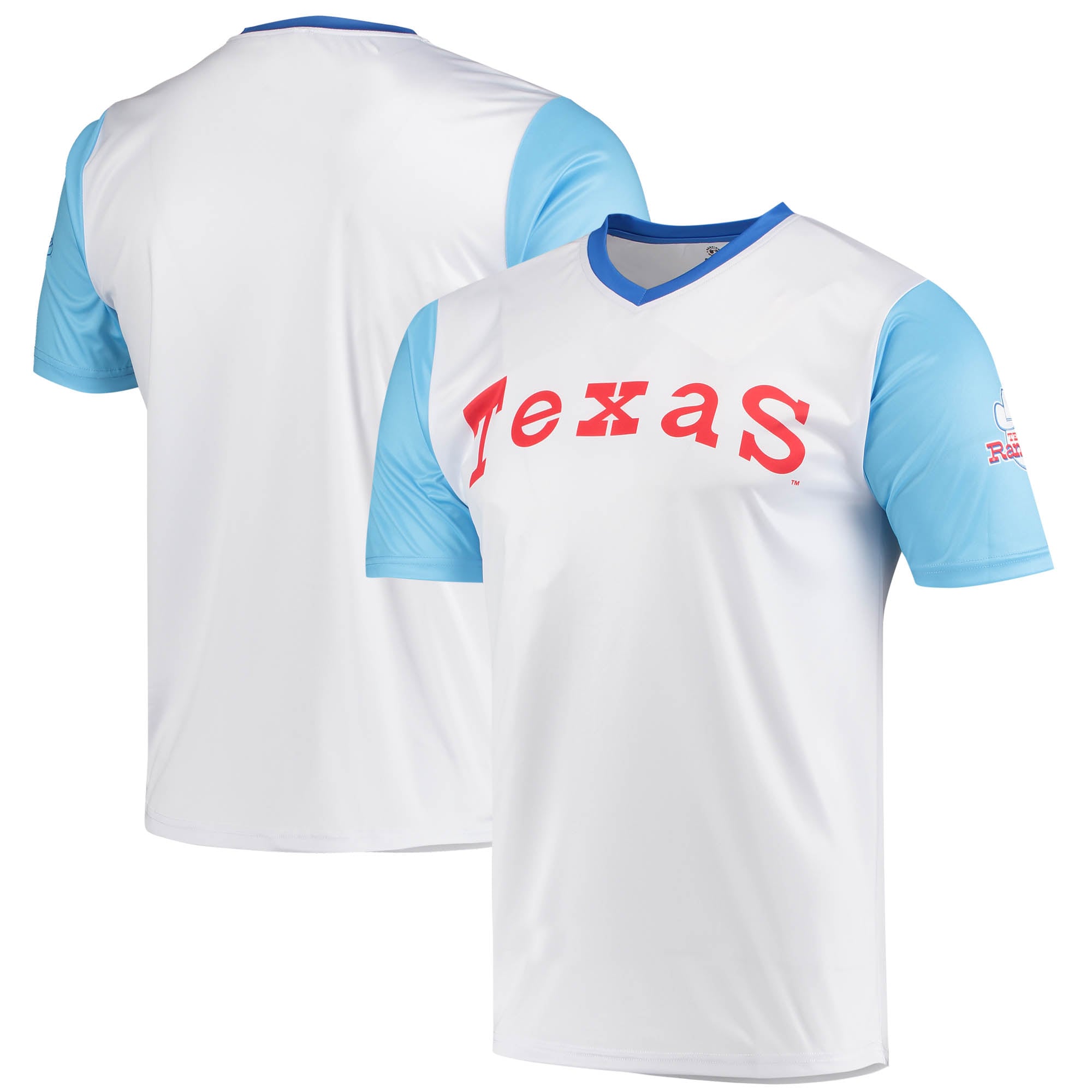 Texas Rangers Stitches Cooperstown Collection Wordmark V-neck Baseball Jersey - White